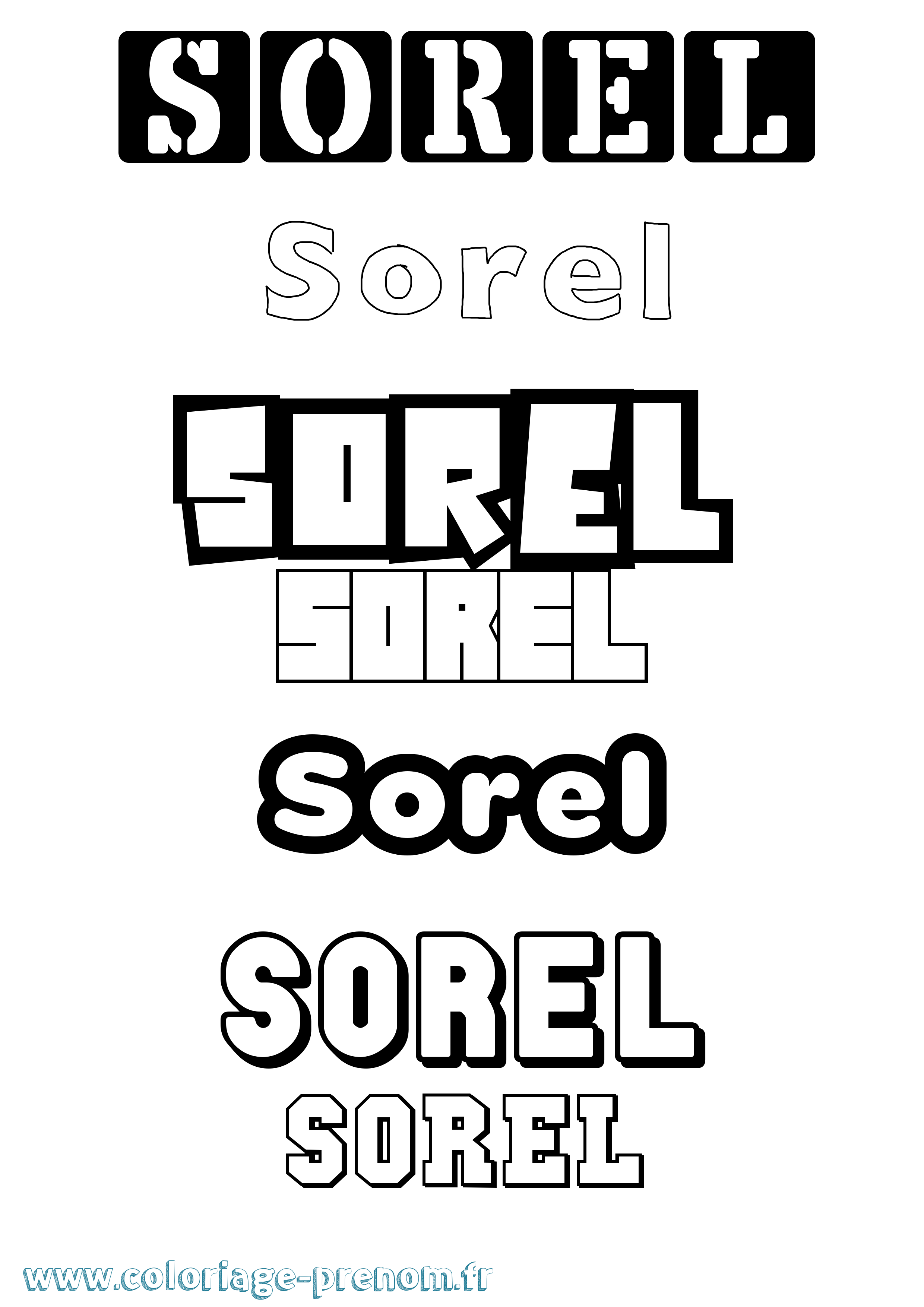 Coloriage Sorel Simple Coloriage prénom Sorel Simple