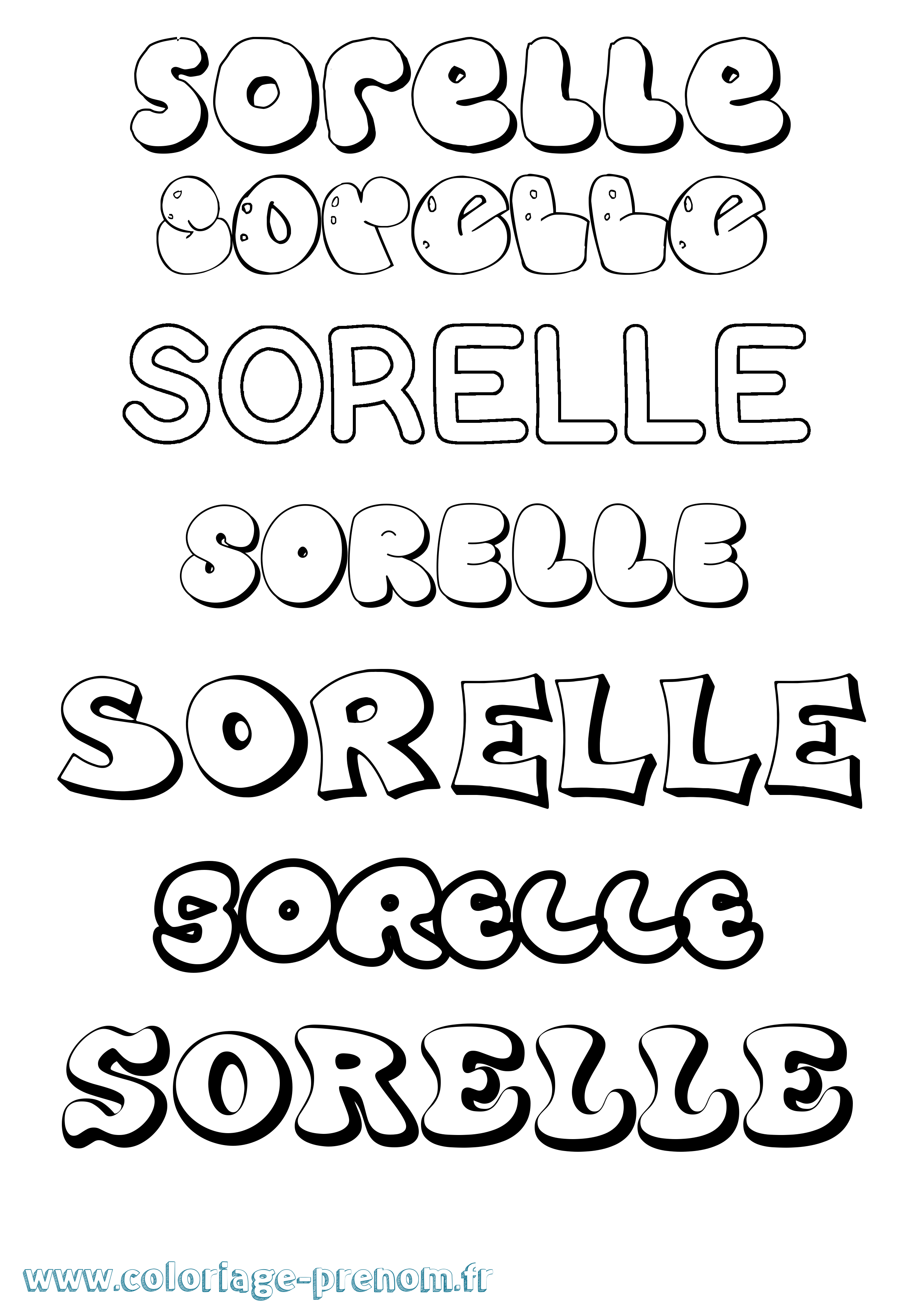 Coloriage Sorelle Bubble Coloriage prénom Sorelle Bubble