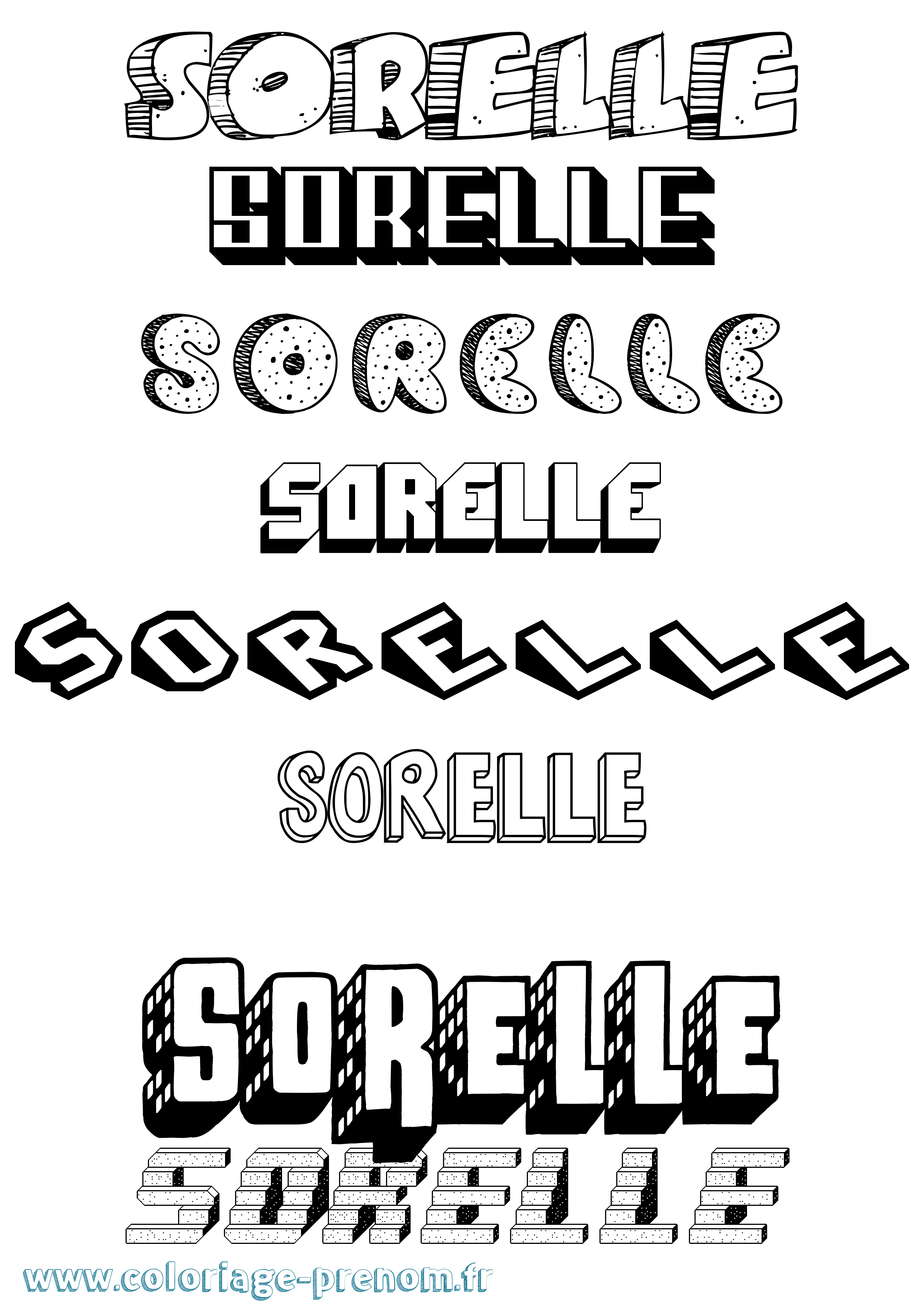 Coloriage Sorelle Effet 3D Coloriage prénom Sorelle Effet 3D