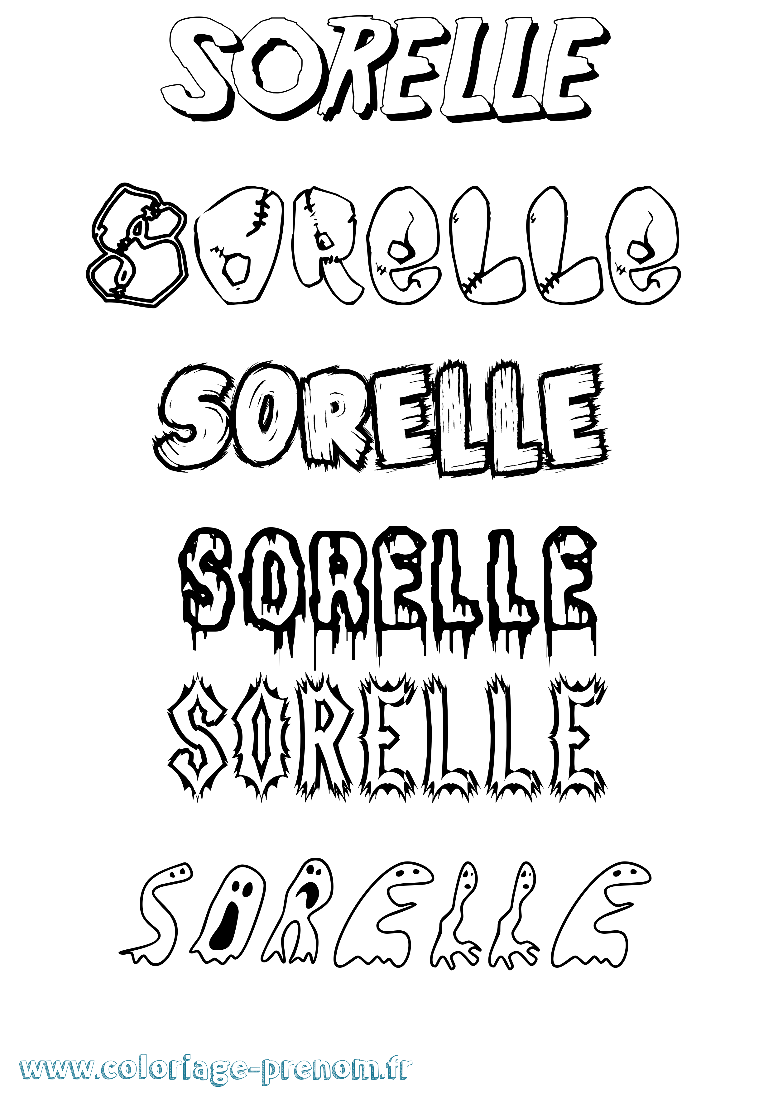 Coloriage Sorelle Frisson Coloriage prénom Sorelle Frisson