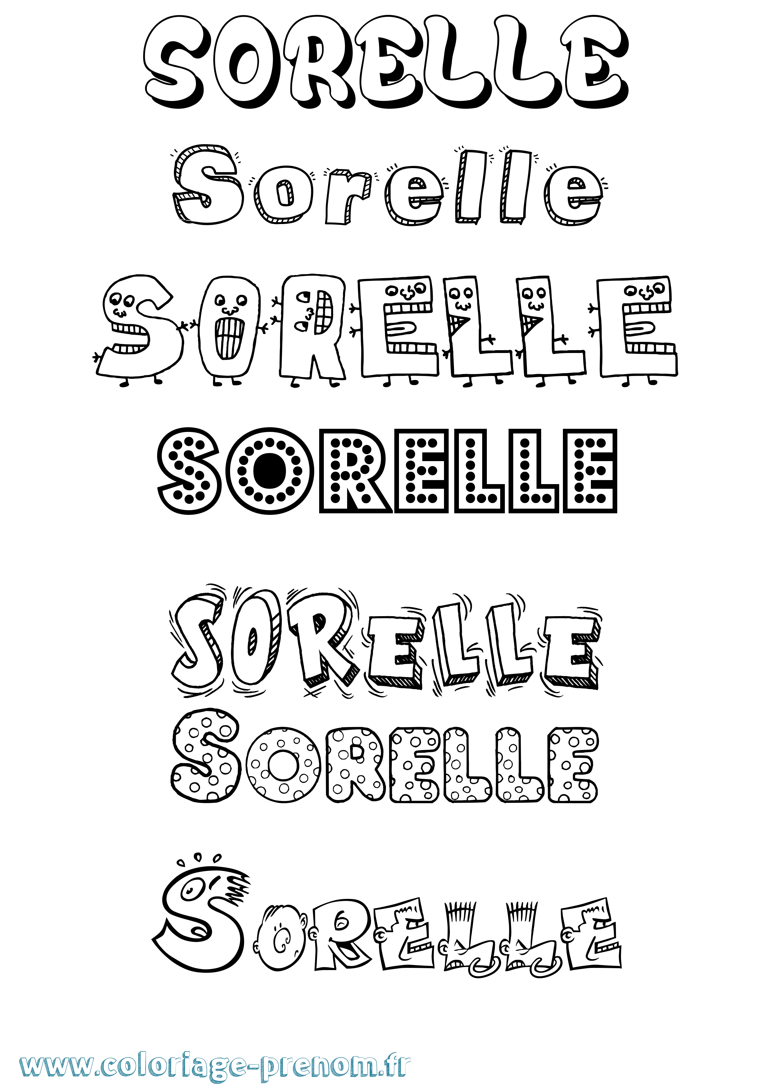 Coloriage Sorelle Fun Coloriage prénom Sorelle Fun