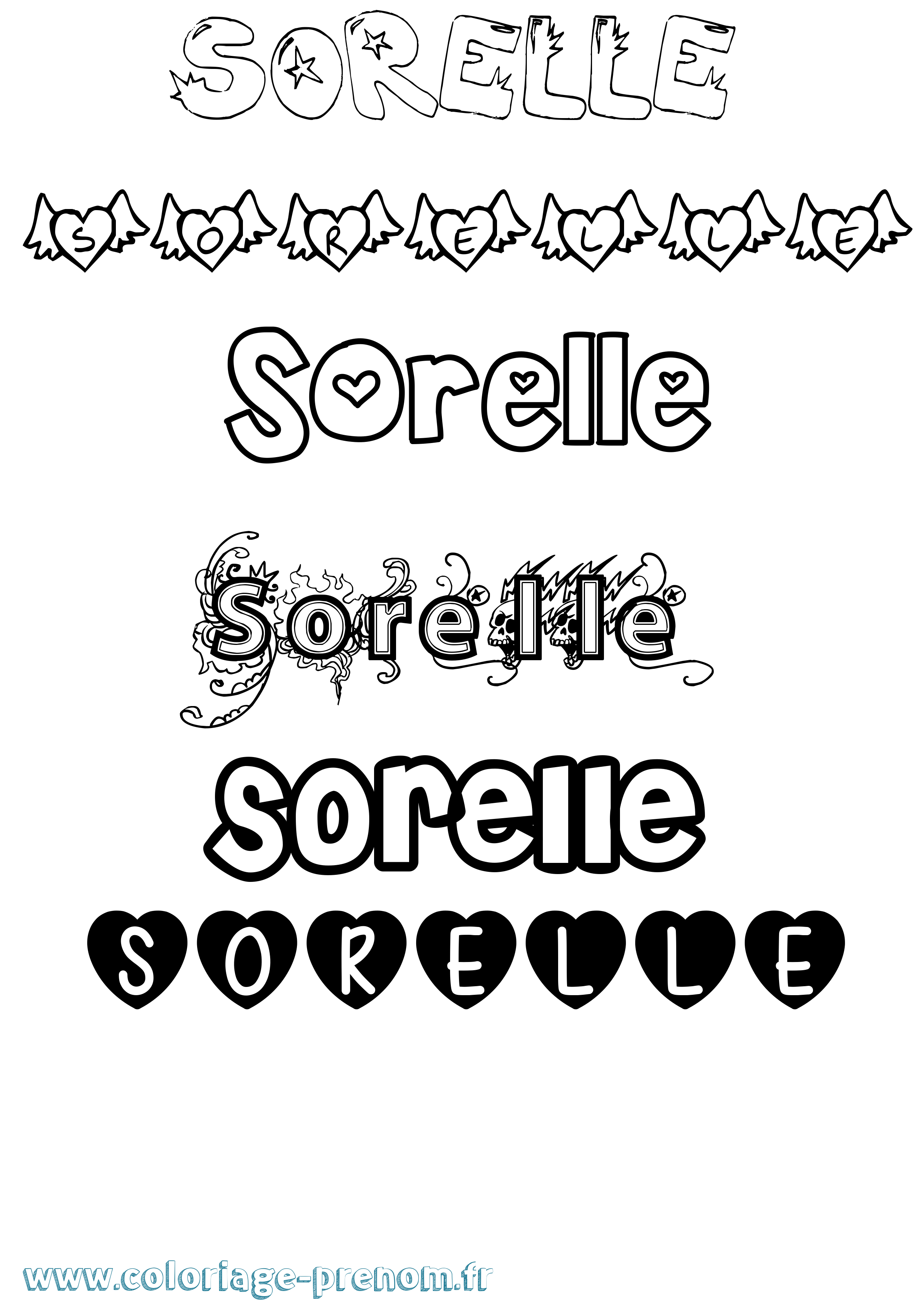 Coloriage Sorelle Girly Coloriage prénom Sorelle Girly