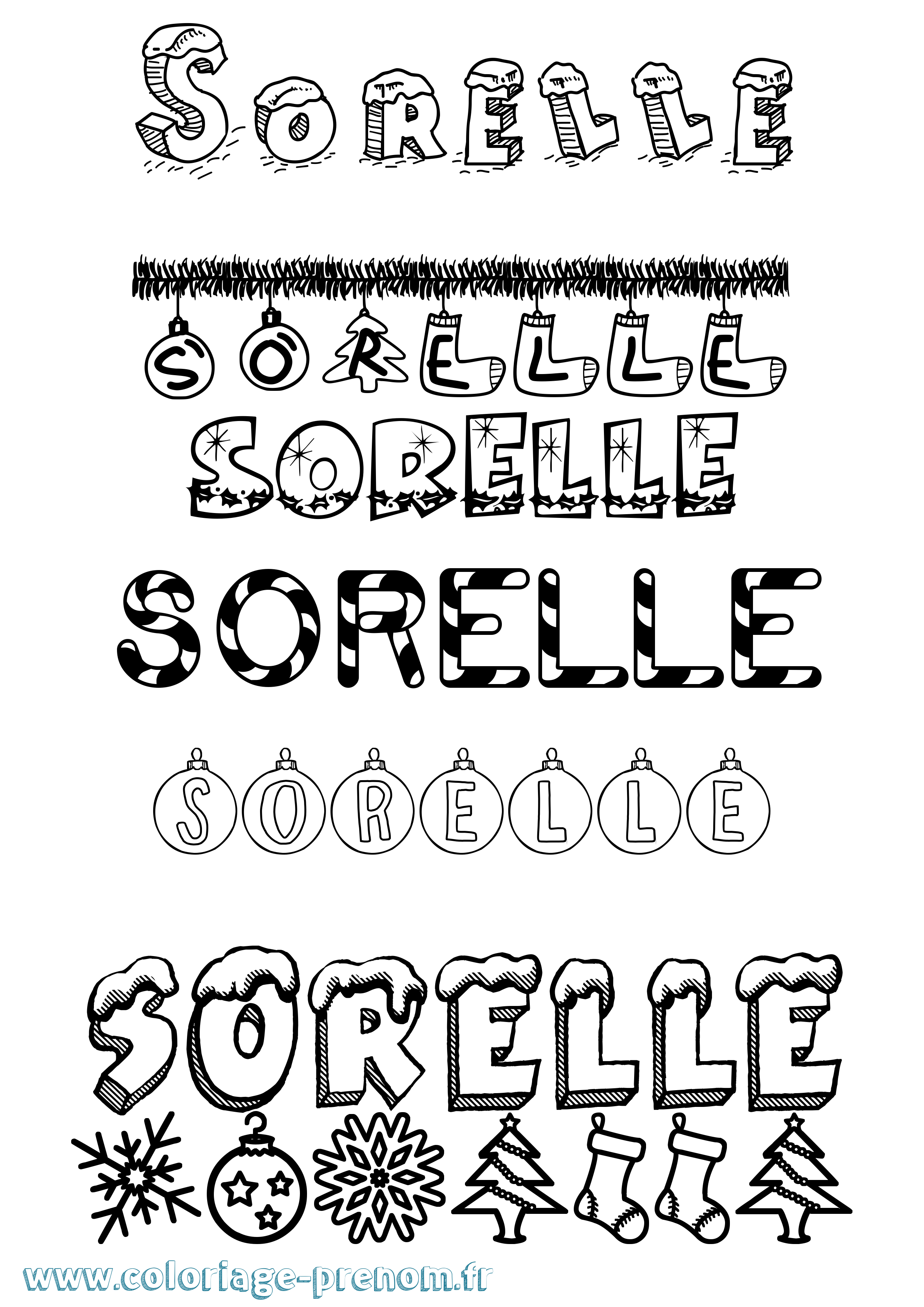 Coloriage Sorelle Noël Coloriage prénom Sorelle Noël