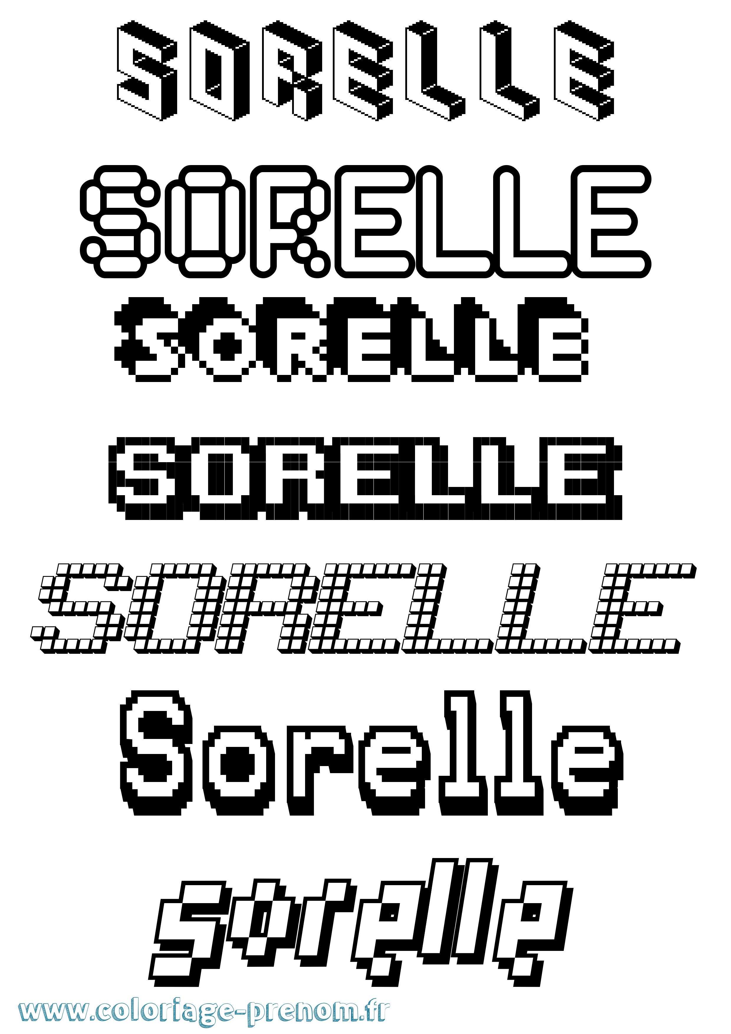 Coloriage Sorelle Pixel Coloriage prénom Sorelle Pixel