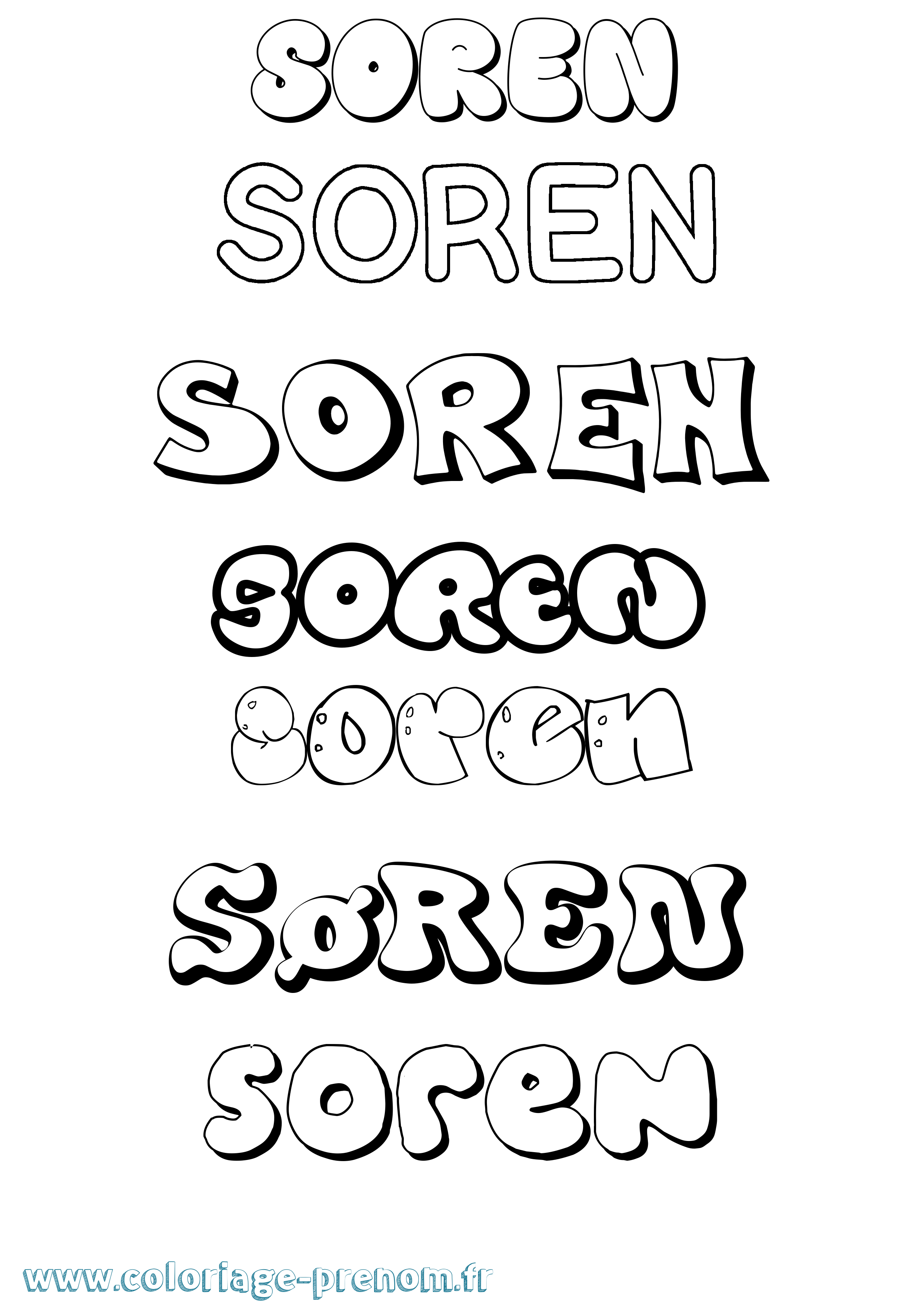 Coloriage Søren Bubble Coloriage prénom Søren Bubble