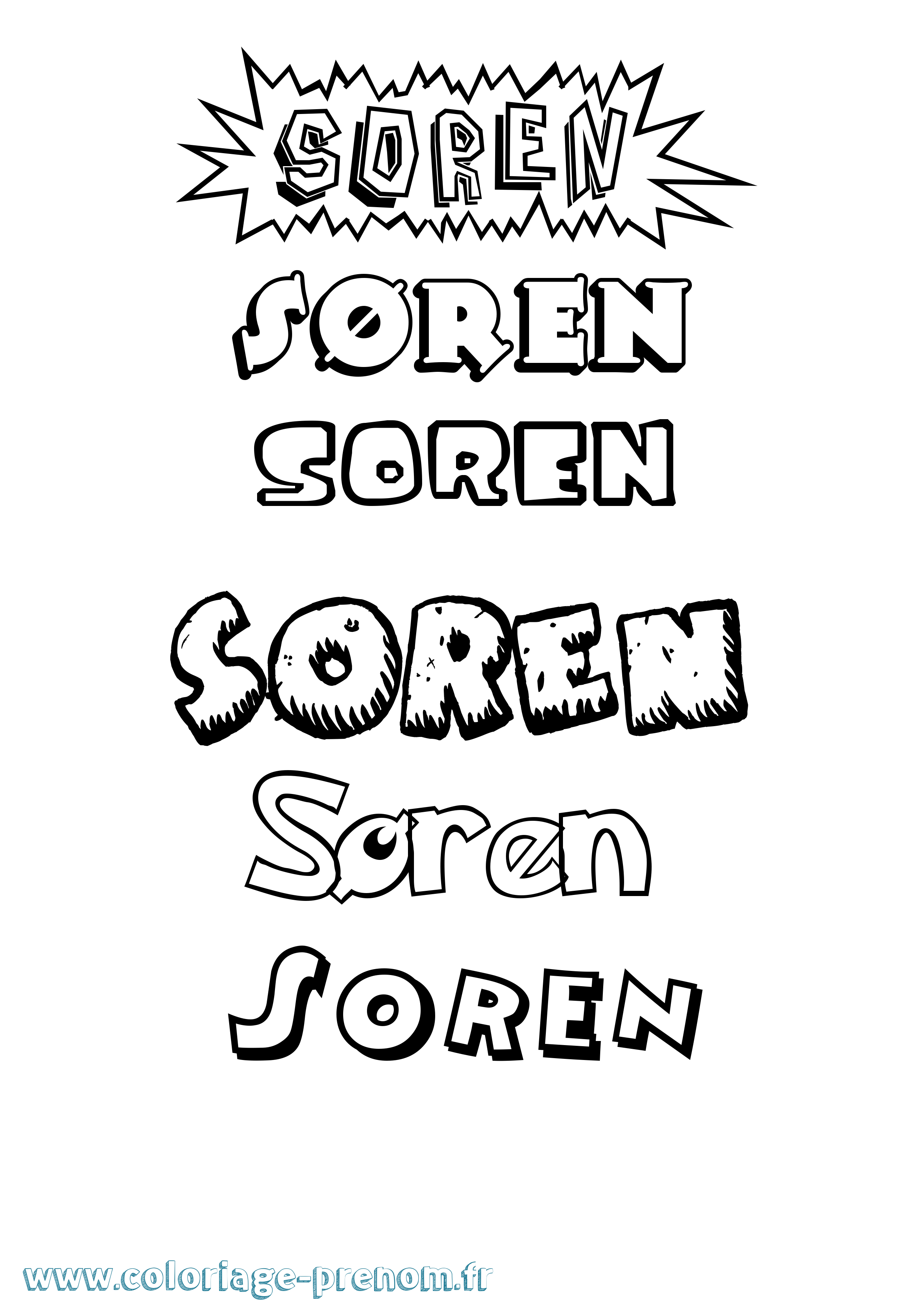 Coloriage Søren Dessin Animé Coloriage prénom Søren Dessin Animé