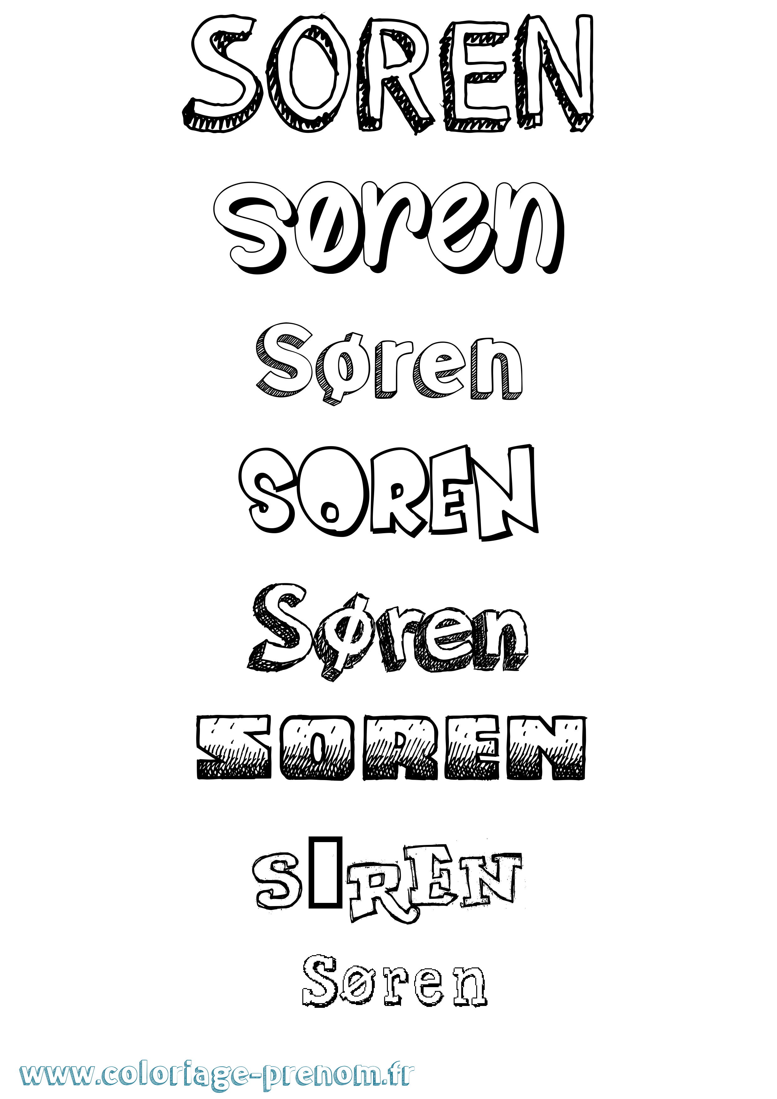 Coloriage Søren Dessiné Coloriage prénom Søren Dessiné