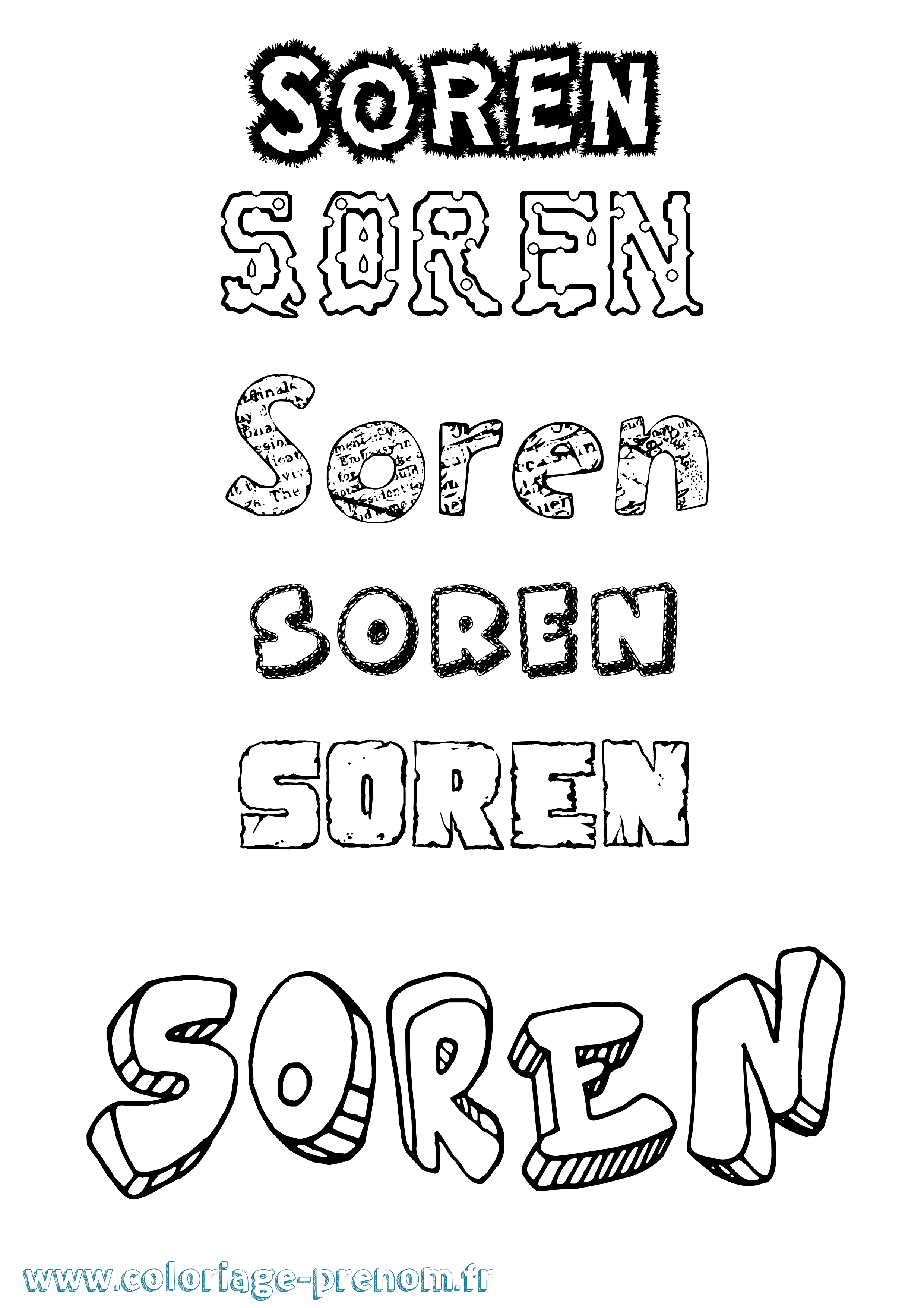 Coloriage Søren Destructuré Coloriage prénom Søren Destructuré