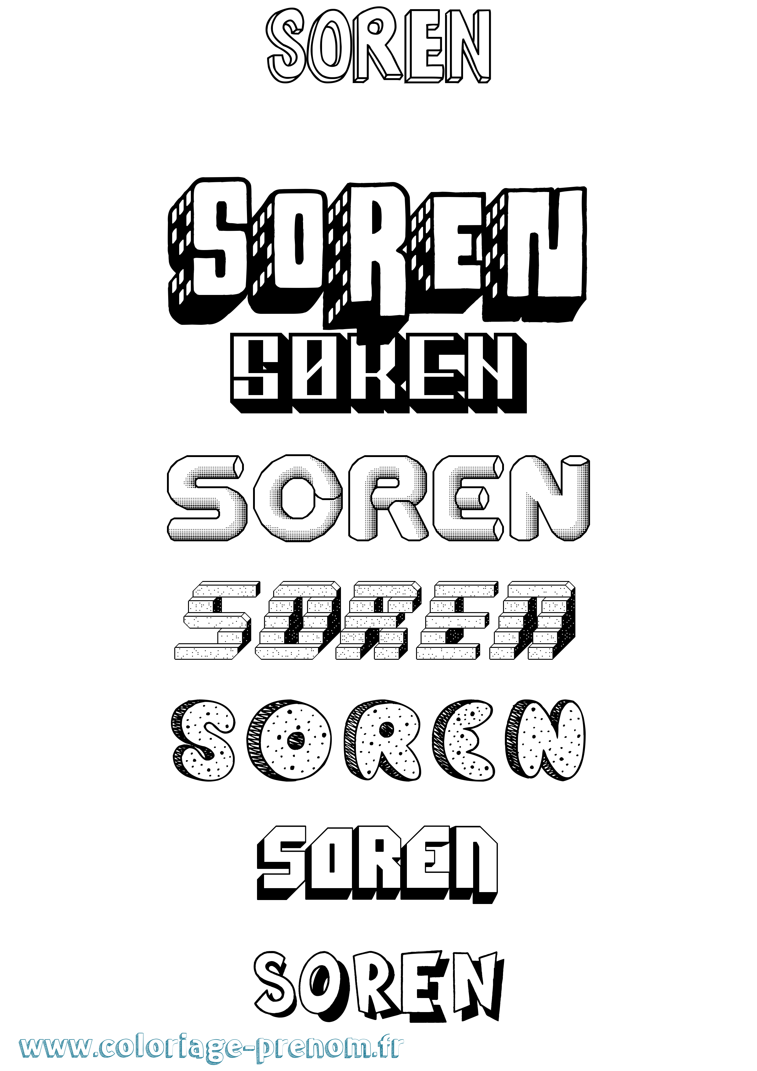 Coloriage Søren Effet 3D Coloriage prénom Søren Effet 3D