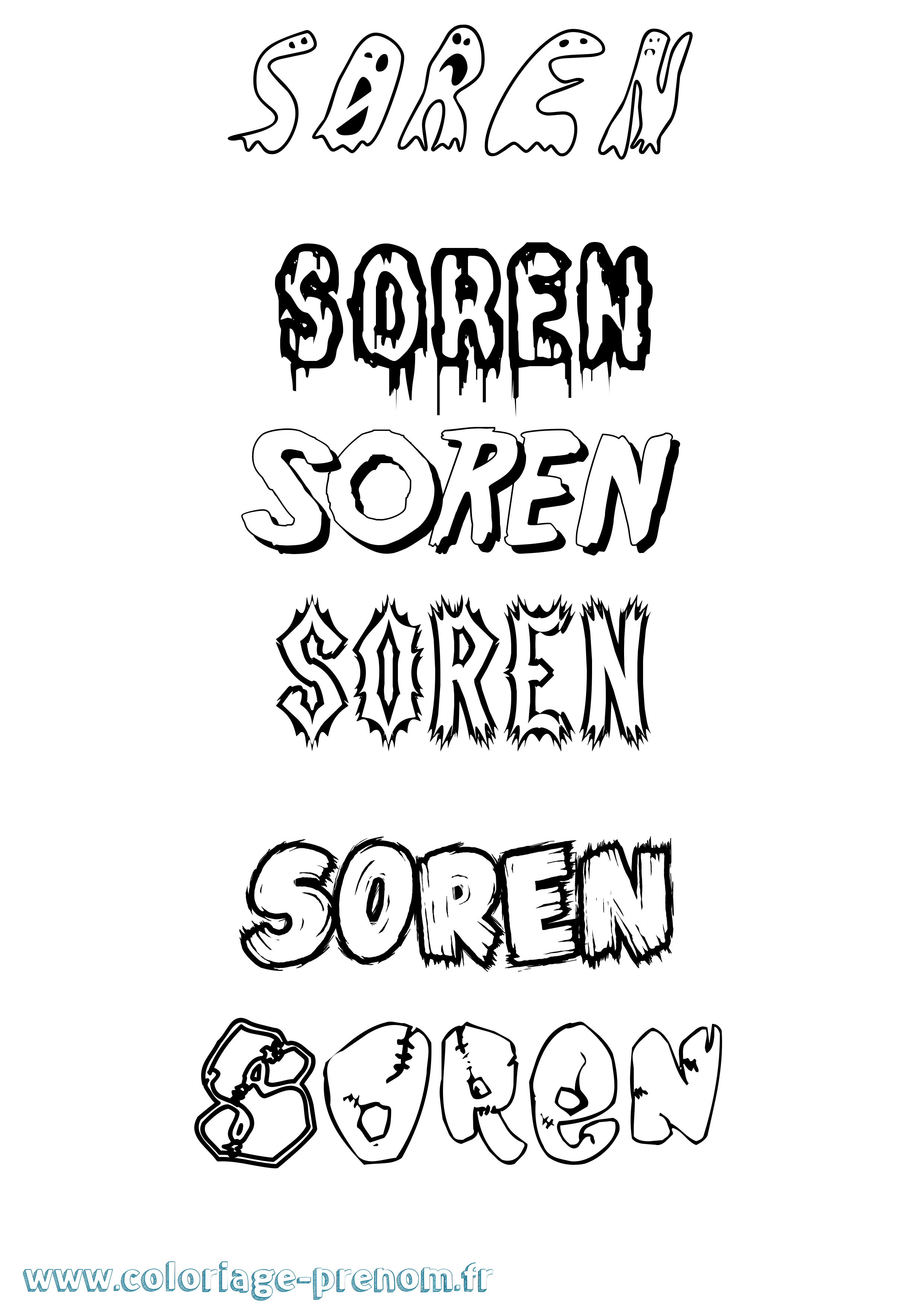 Coloriage Søren Frisson Coloriage prénom Søren Frisson