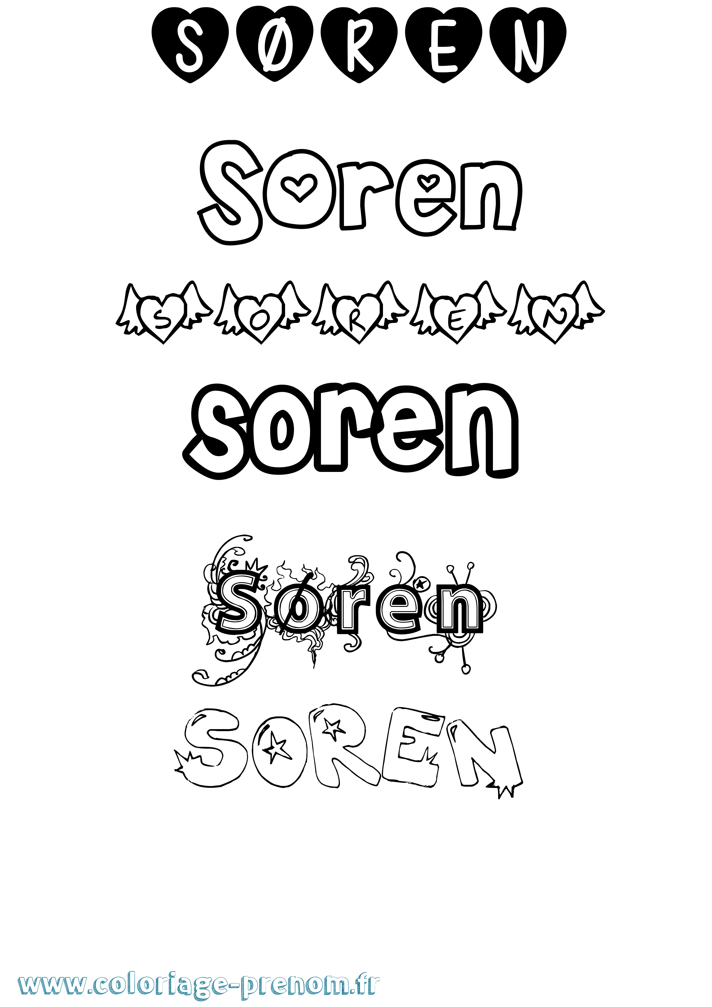 Coloriage Søren Girly Coloriage prénom Søren Girly