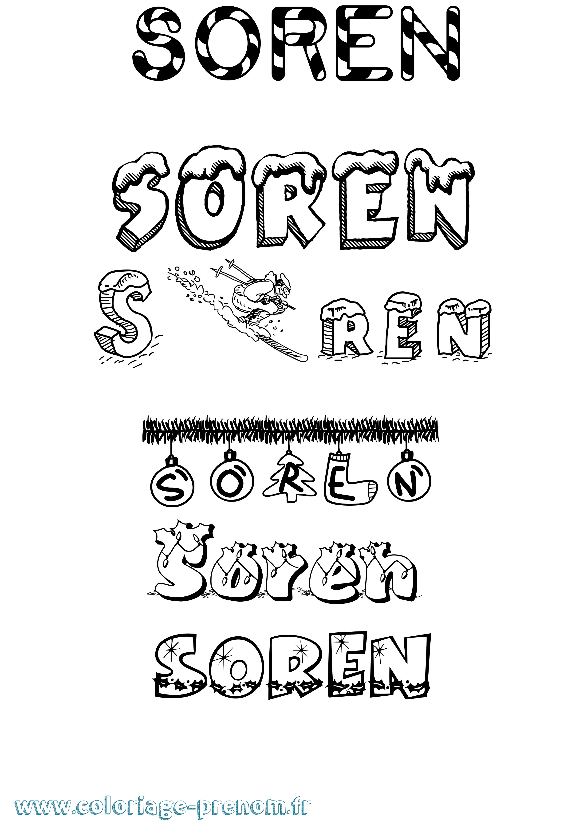 Coloriage Søren Noël Coloriage prénom Søren Noël