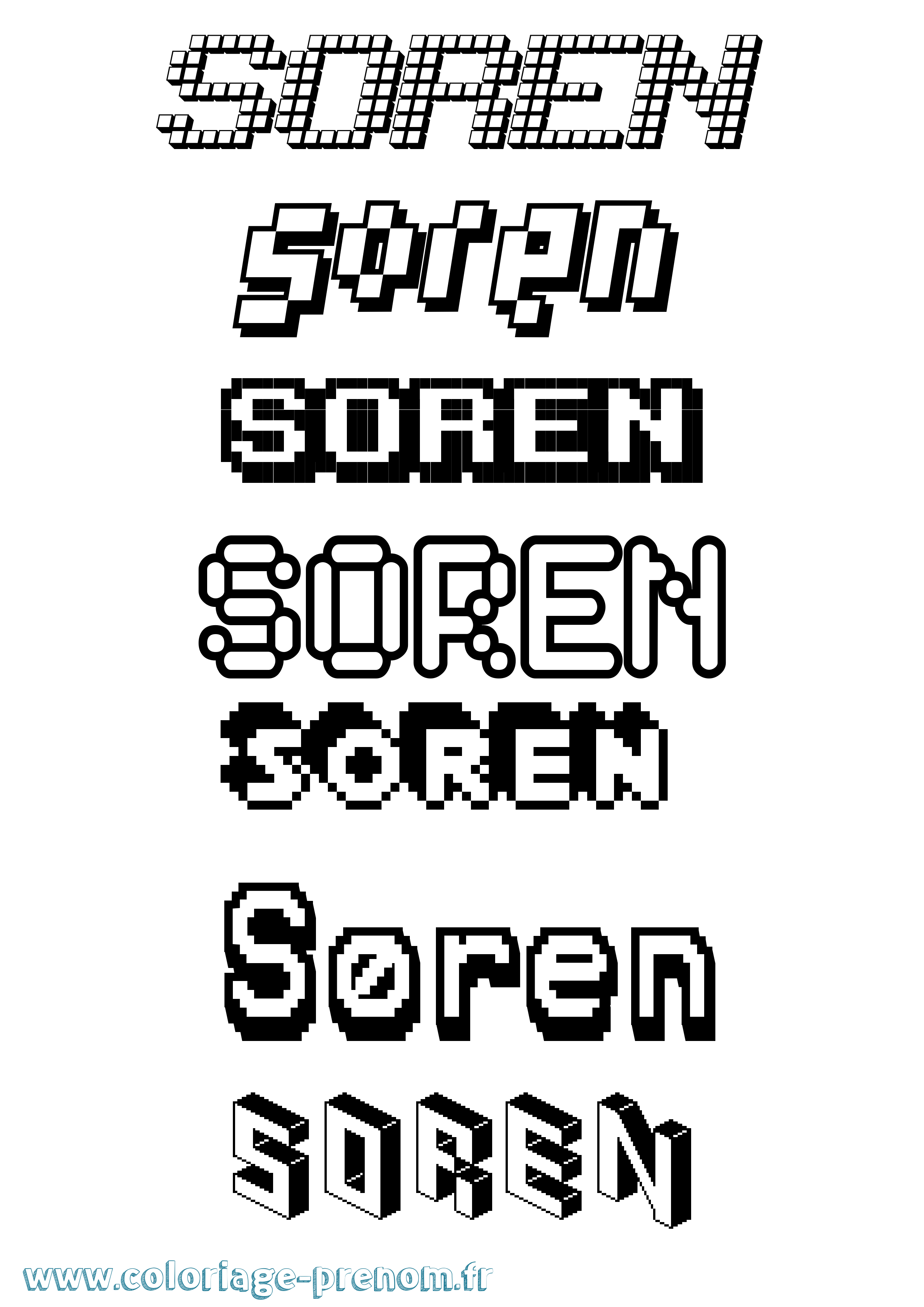 Coloriage Søren Pixel Coloriage prénom Søren Pixel