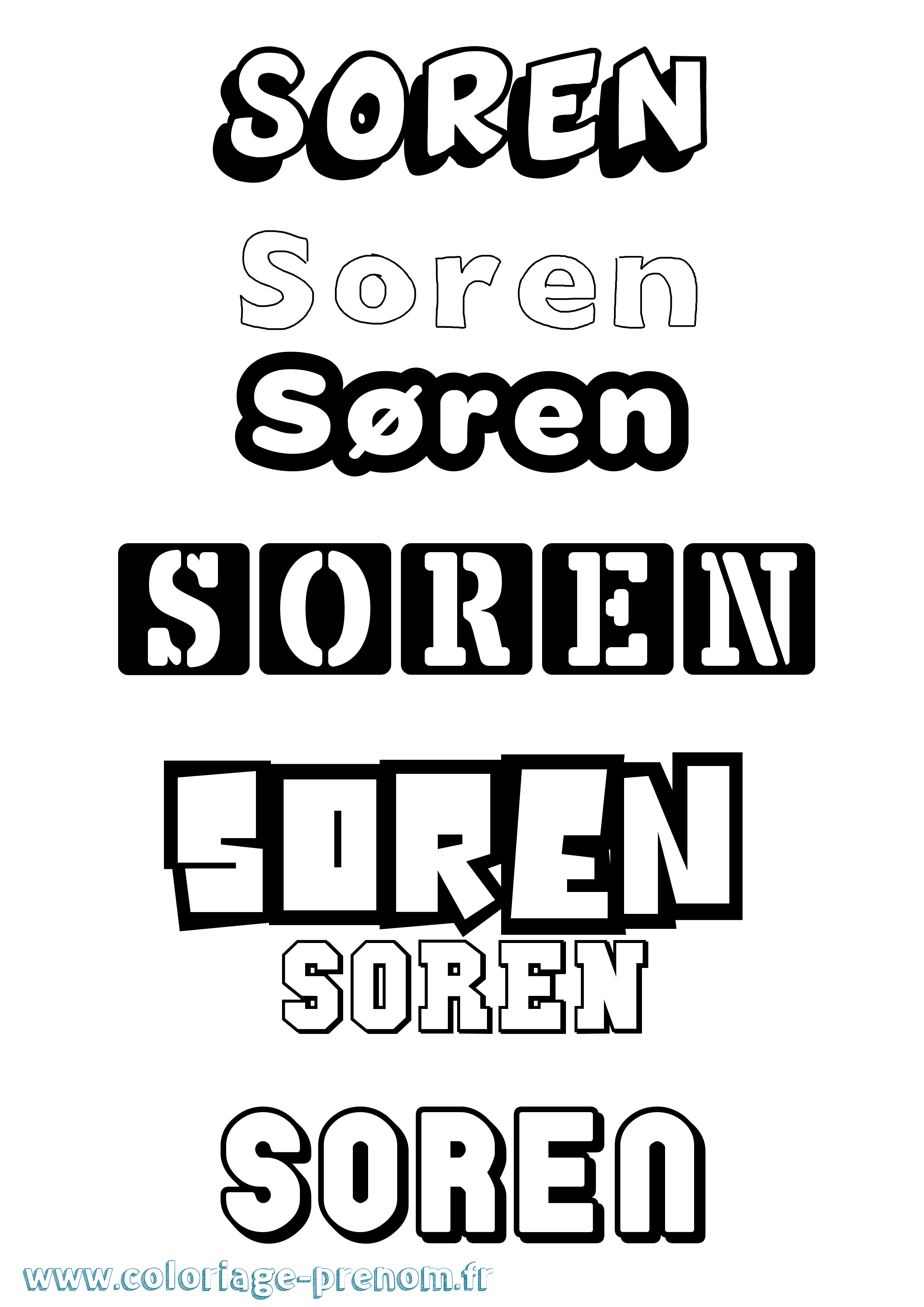 Coloriage Søren Simple Coloriage prénom Søren Simple