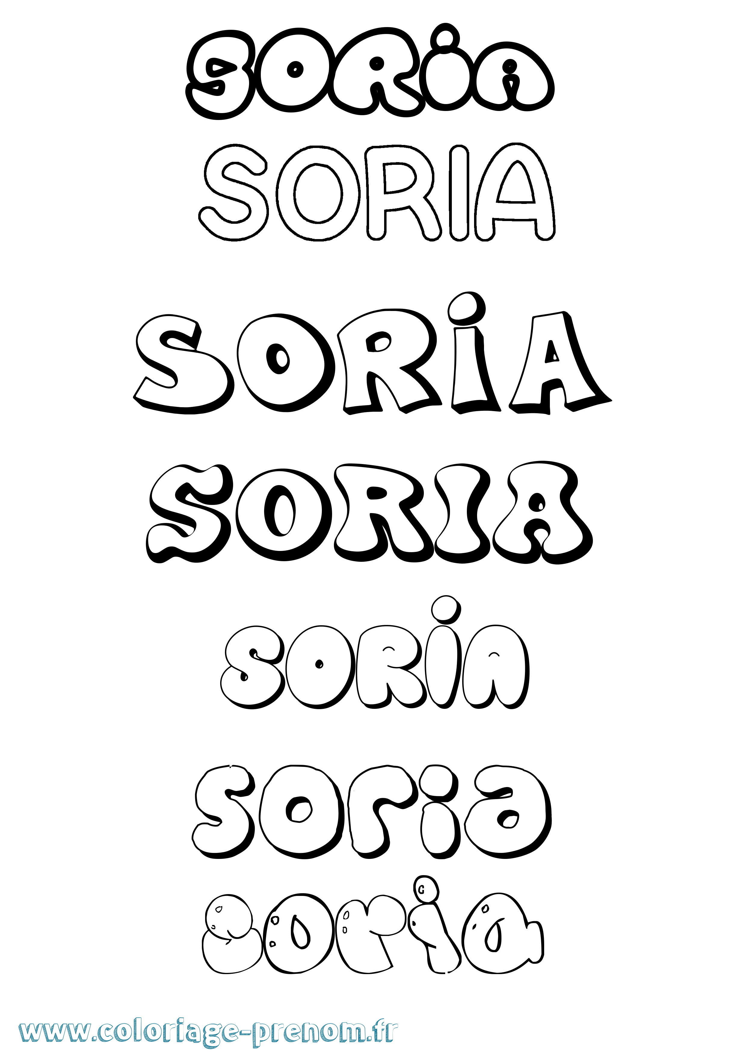 Coloriage Soria Bubble Coloriage prénom Soria Bubble