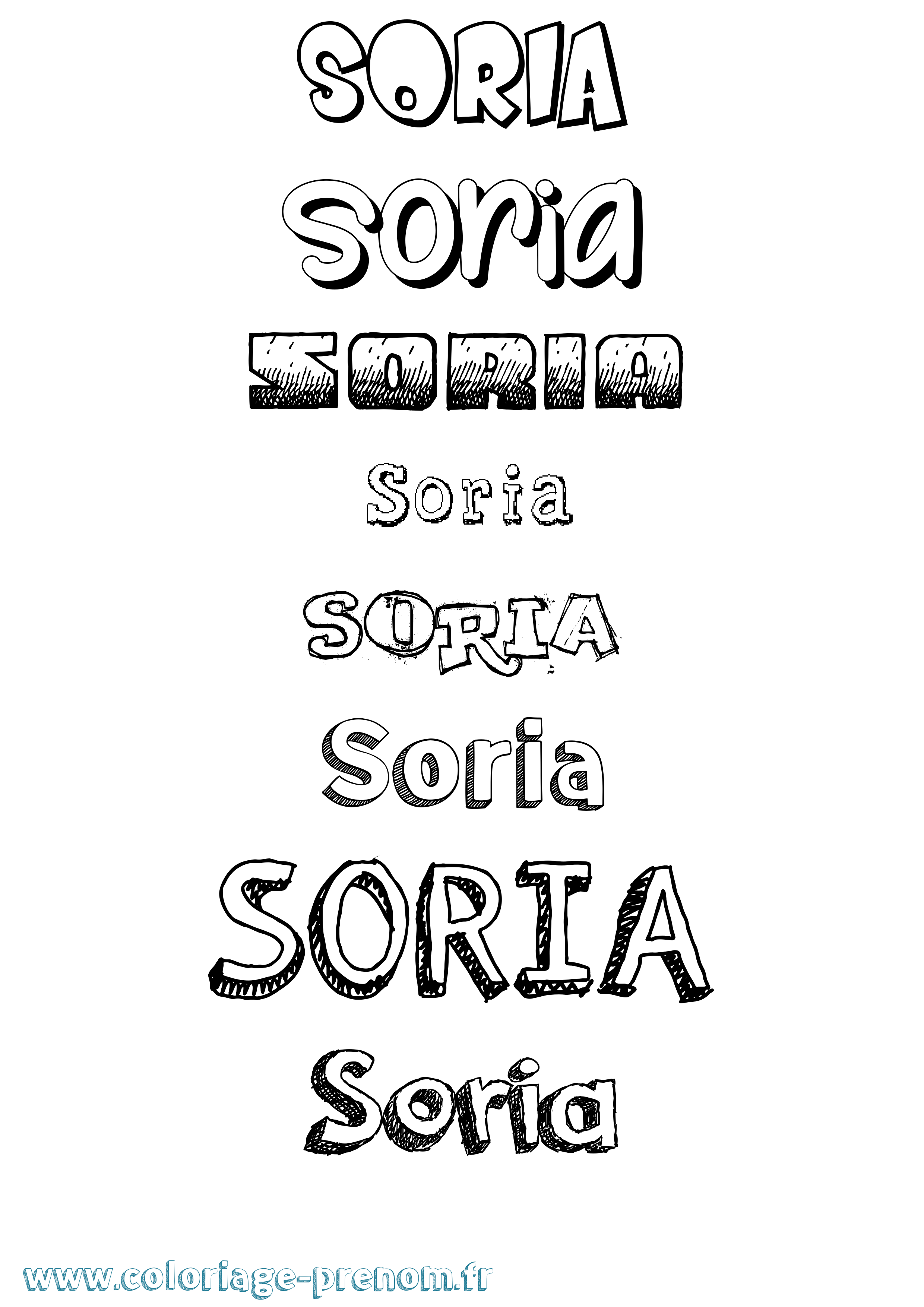 Coloriage Soria Dessiné Coloriage prénom Soria Dessiné