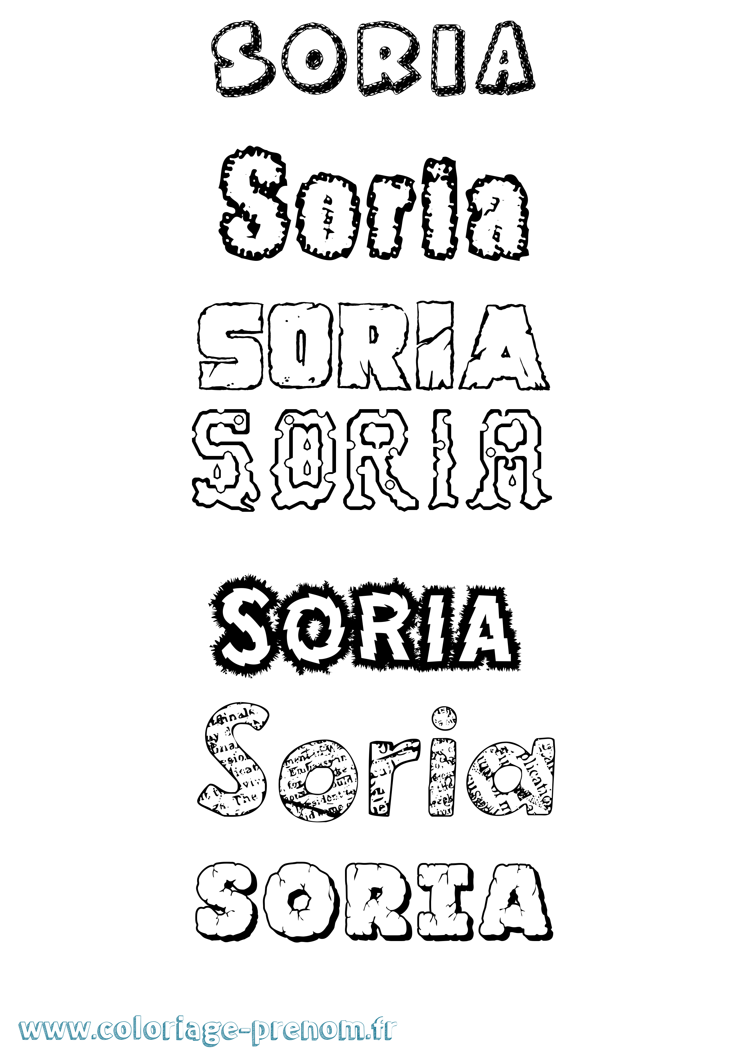 Coloriage Soria Destructuré Coloriage prénom Soria Destructuré