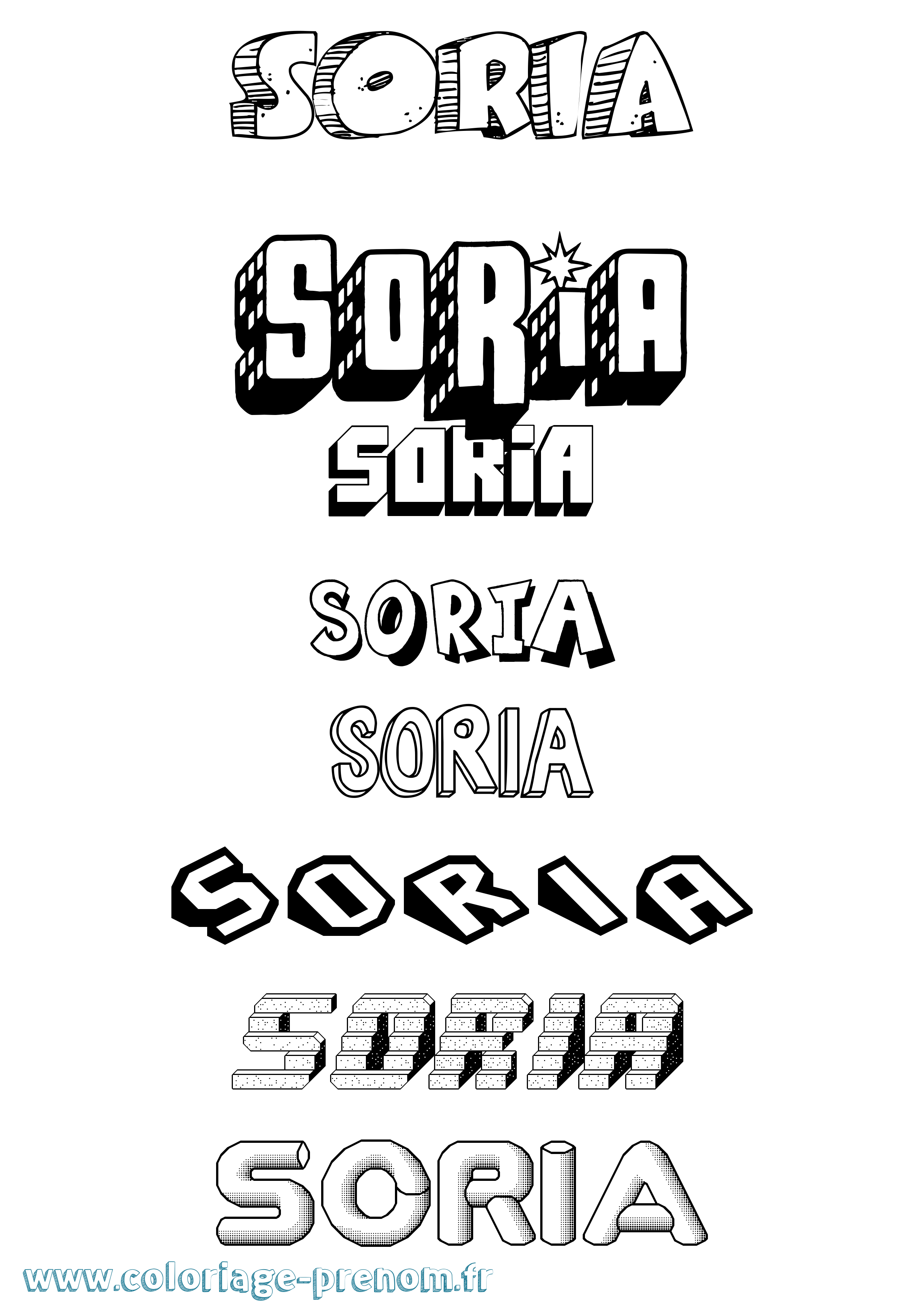 Coloriage Soria Effet 3D Coloriage prénom Soria Effet 3D