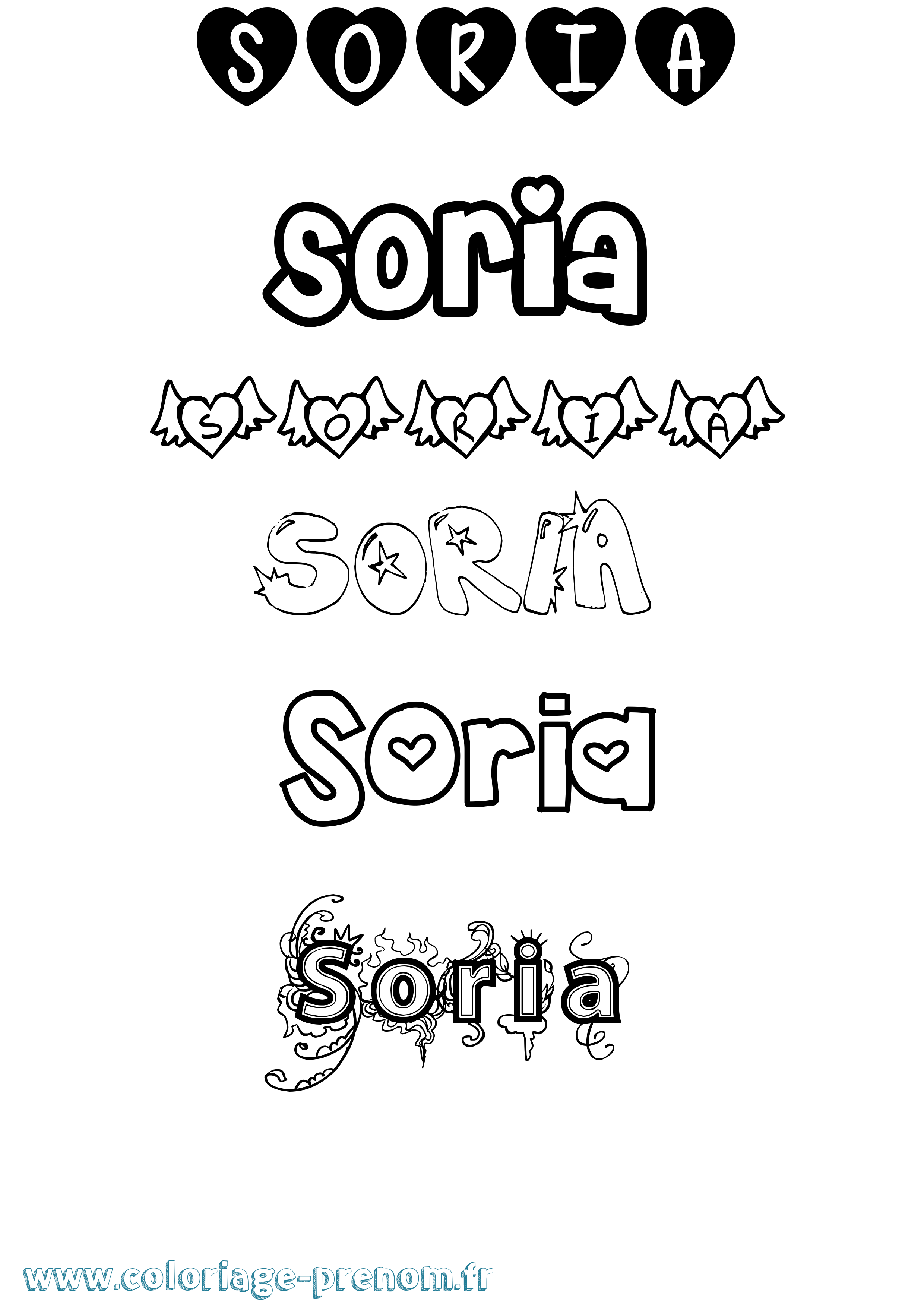Coloriage Soria Girly Coloriage prénom Soria Girly