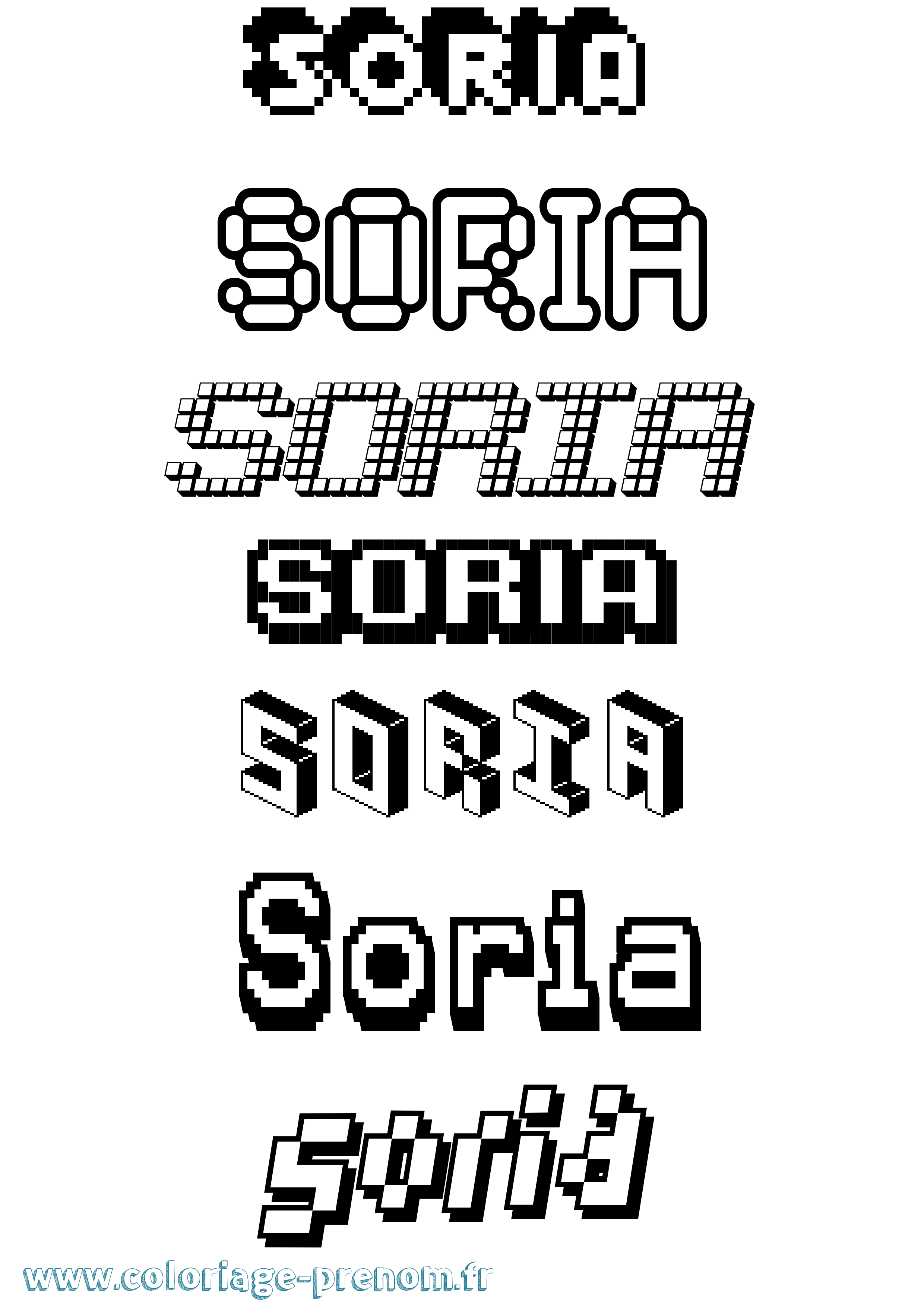 Coloriage Soria Pixel Coloriage prénom Soria Pixel