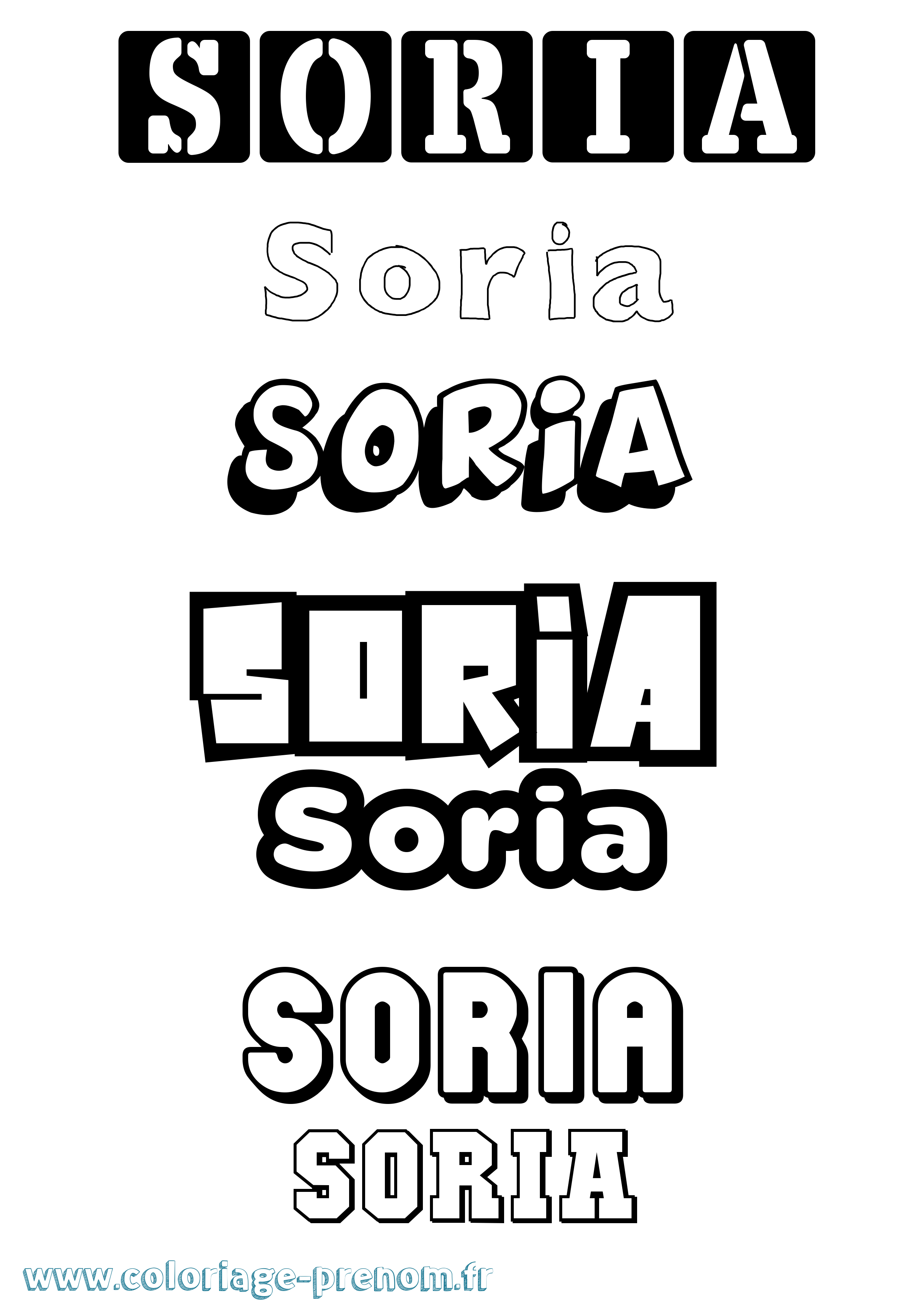 Coloriage Soria Simple Coloriage prénom Soria Simple