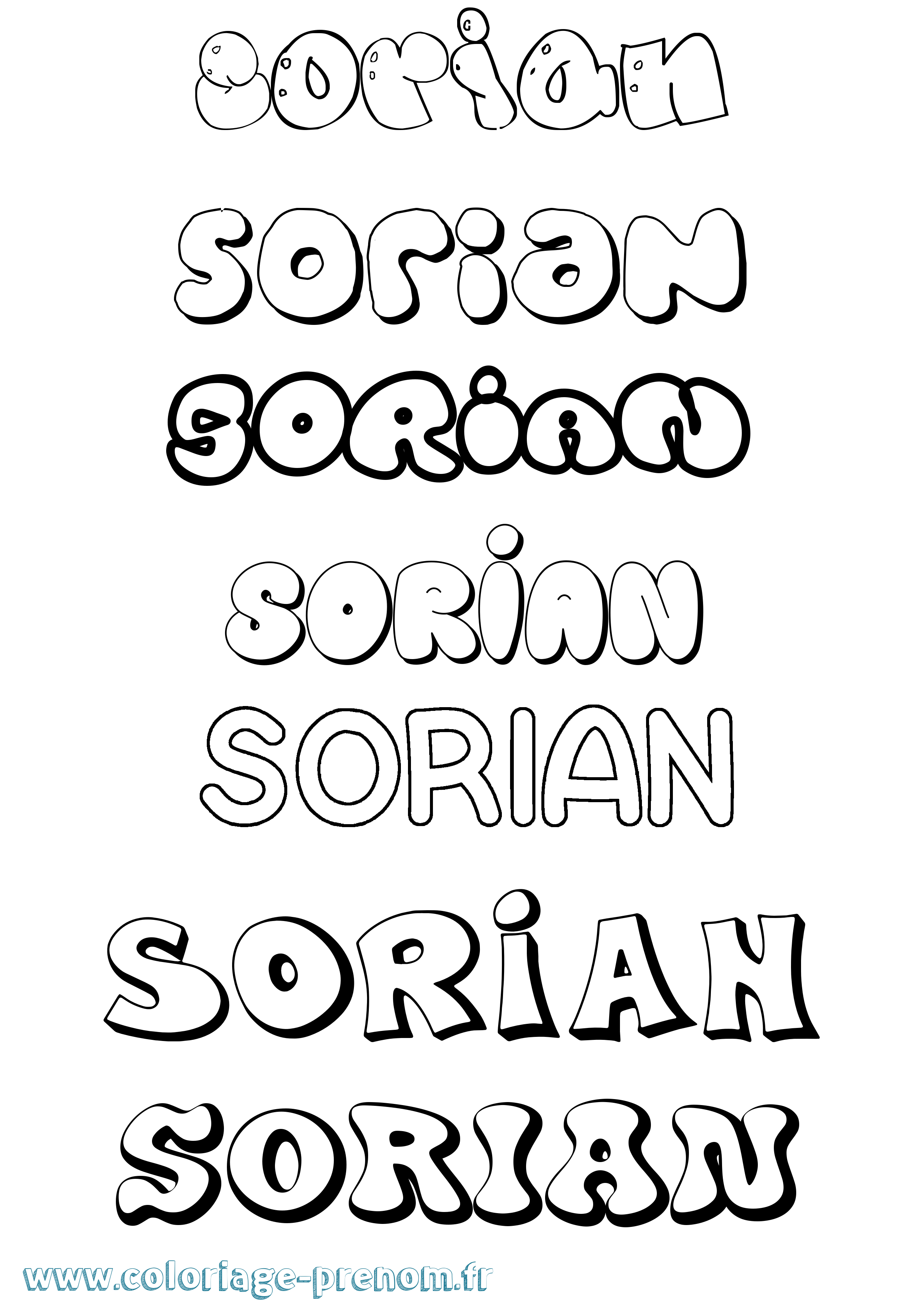Coloriage Sorian Bubble Coloriage prénom Sorian Bubble