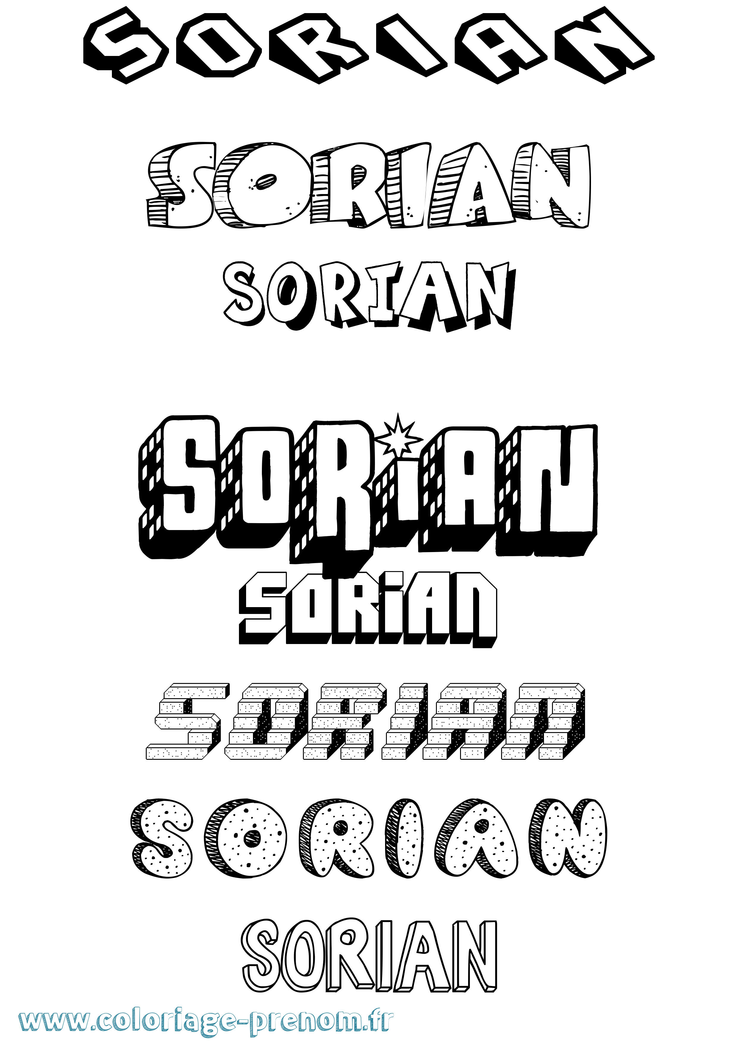 Coloriage Sorian Effet 3D Coloriage prénom Sorian Effet 3D