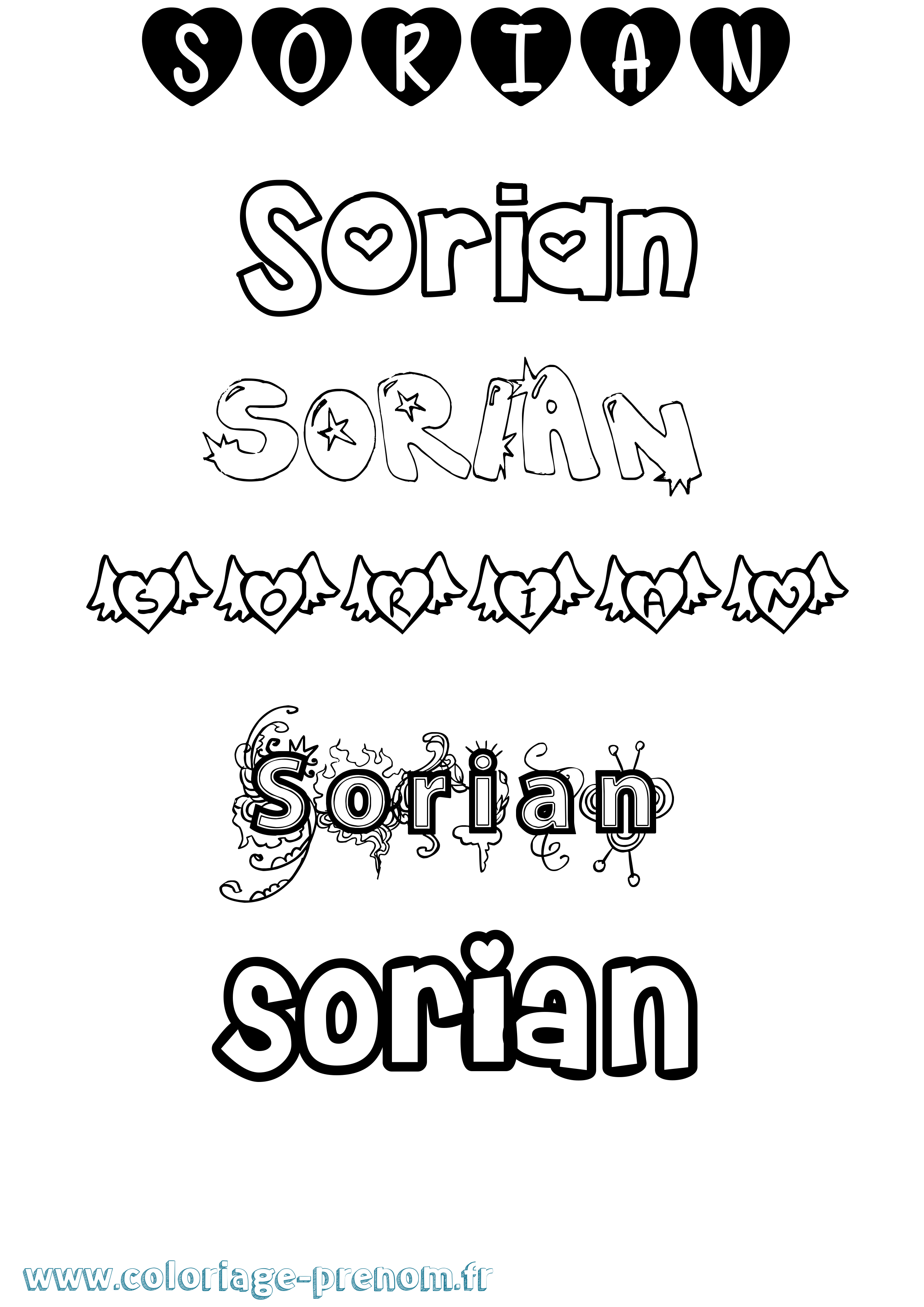 Coloriage Sorian Girly Coloriage prénom Sorian Girly