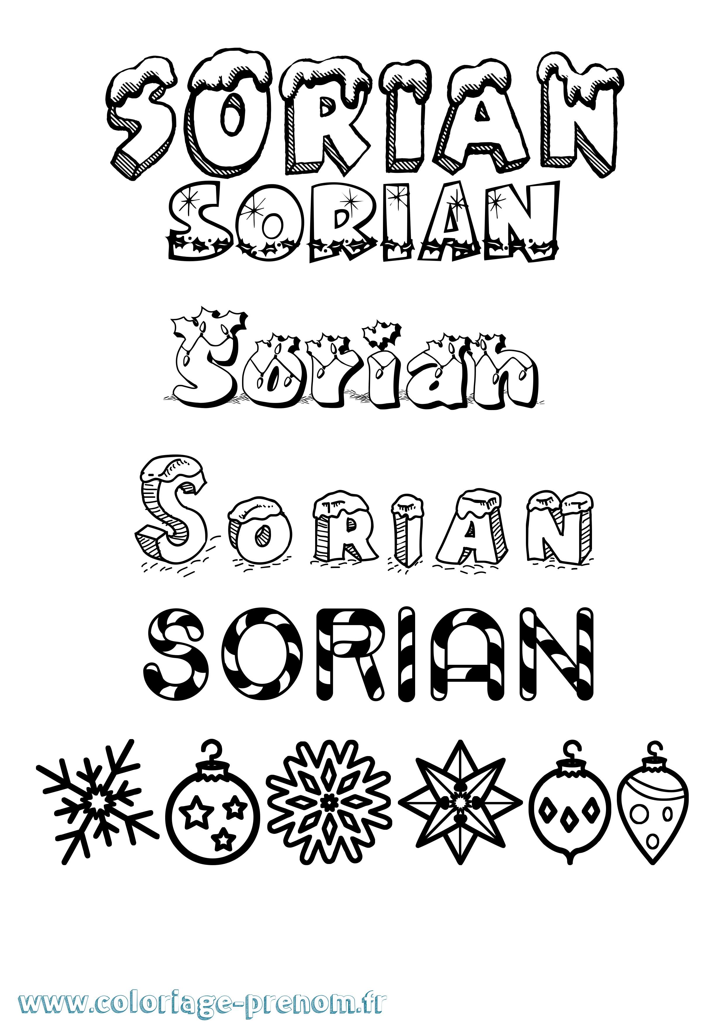 Coloriage Sorian Noël Coloriage prénom Sorian Noël
