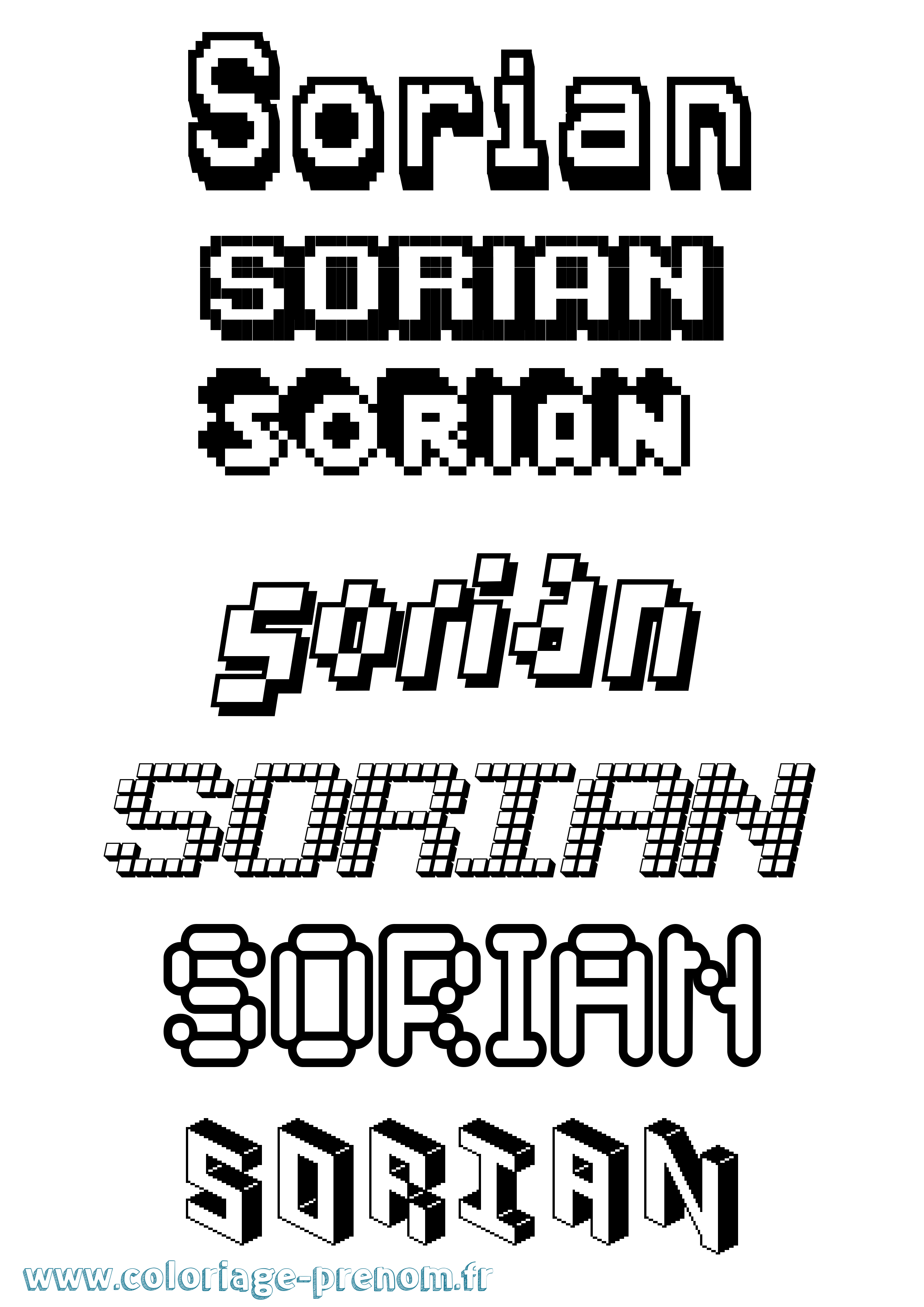 Coloriage Sorian Pixel Coloriage prénom Sorian Pixel