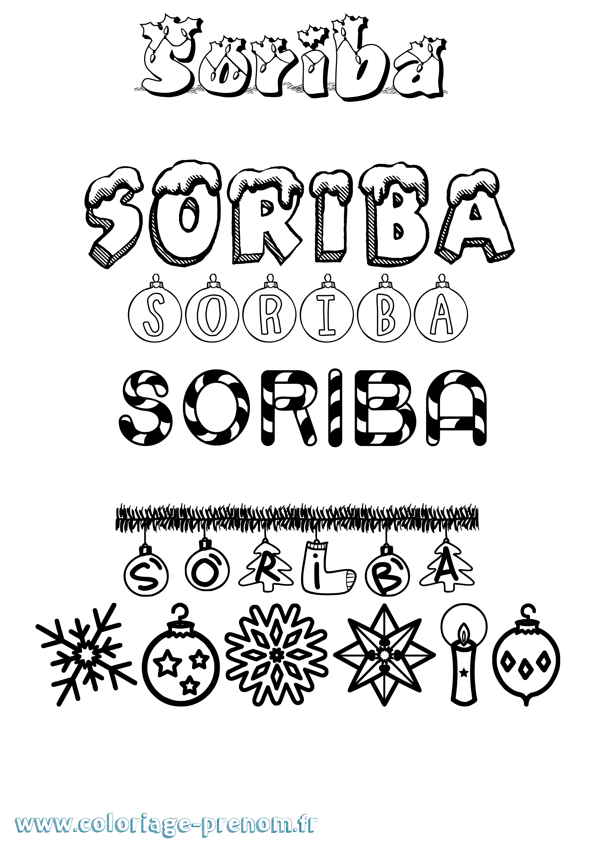 Coloriage Soriba Noël Coloriage prénom Soriba Noël