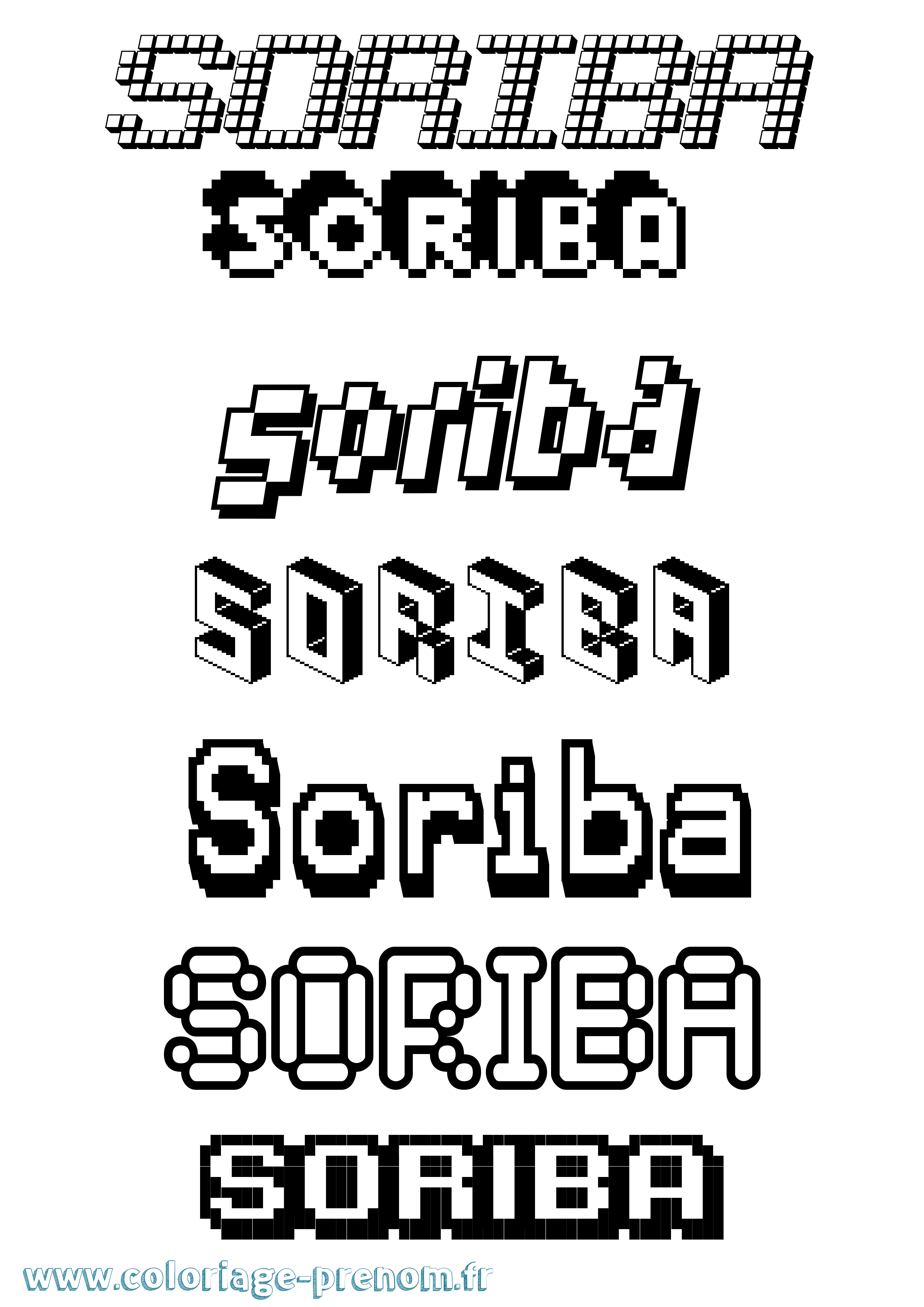 Coloriage Soriba Pixel Coloriage prénom Soriba Pixel