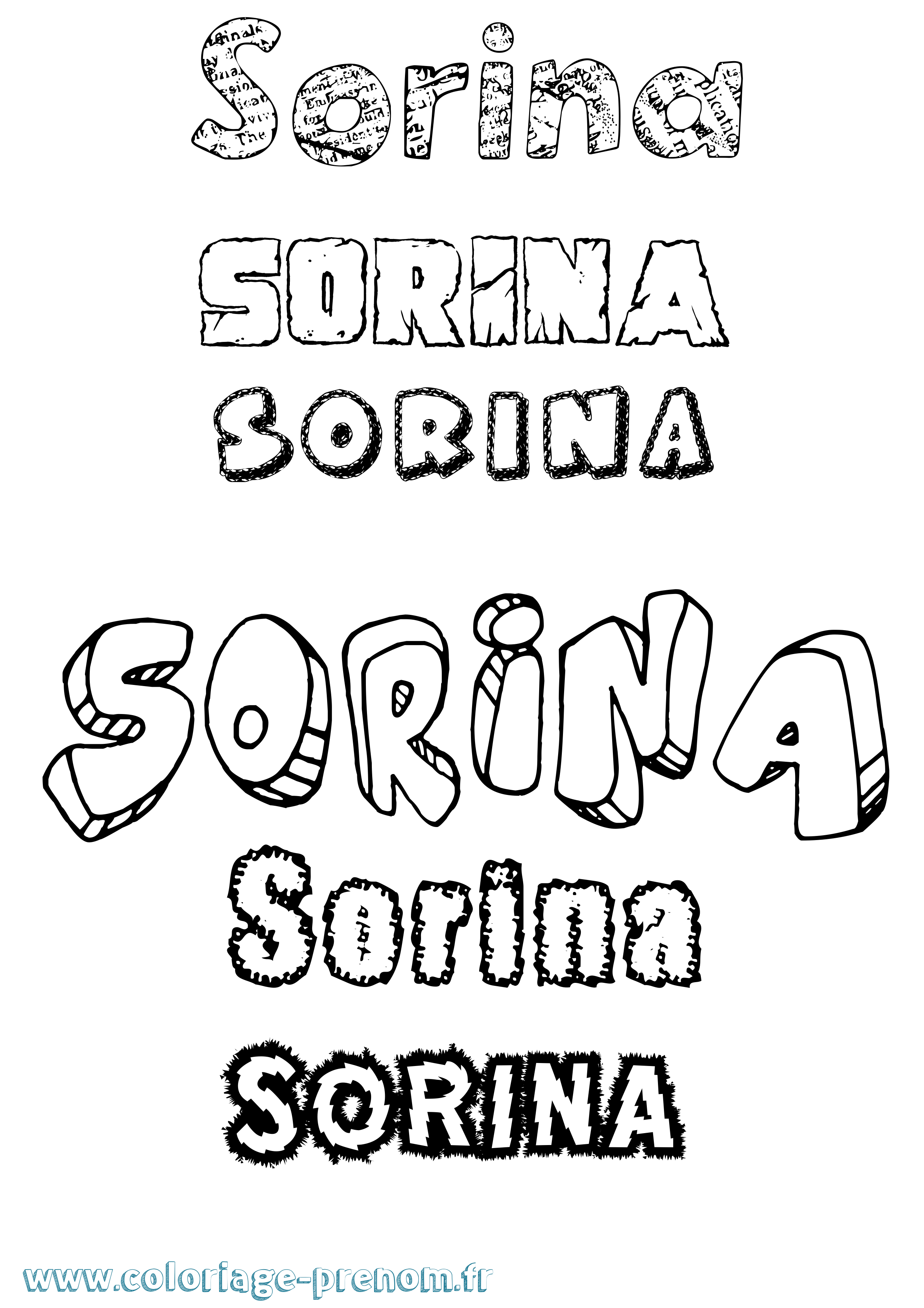 Coloriage Sorina Destructuré Coloriage prénom Sorina Destructuré