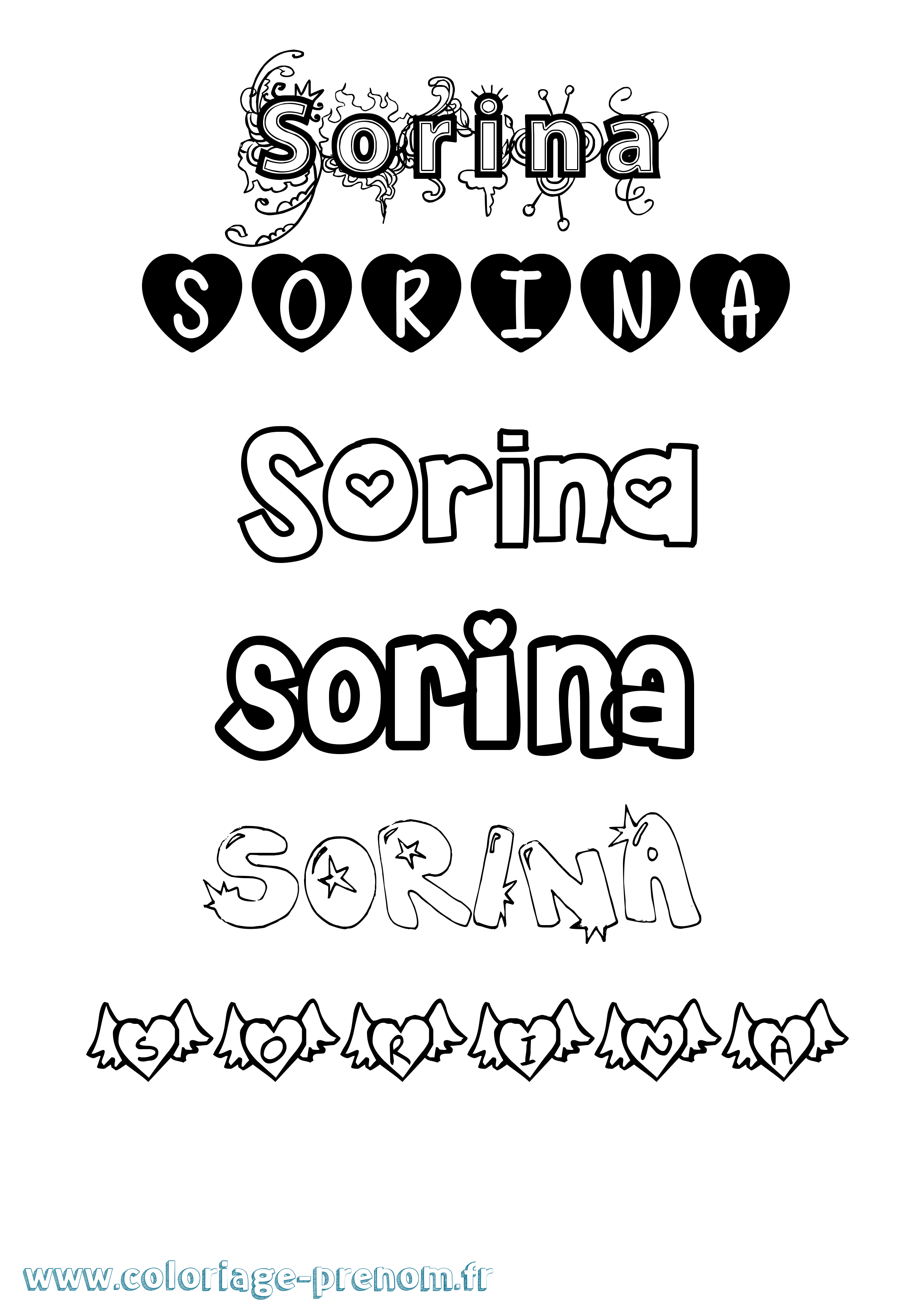 Coloriage Sorina Girly Coloriage prénom Sorina Girly