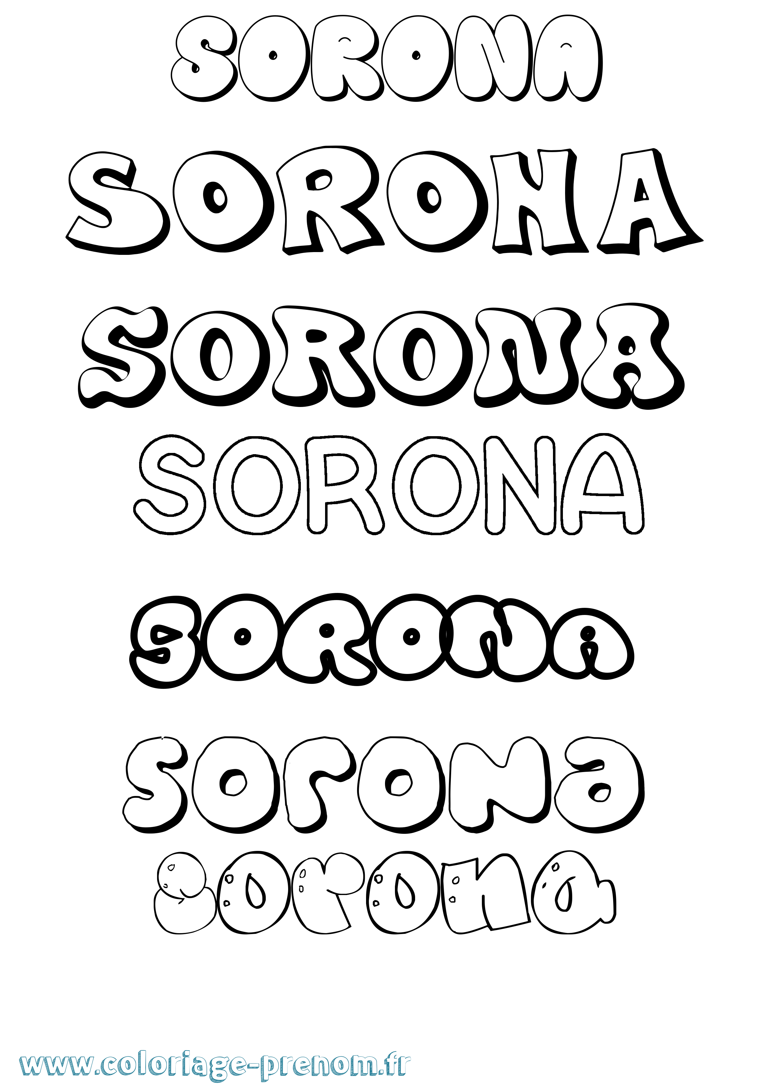 Coloriage Sorona Bubble Coloriage prénom Sorona Bubble