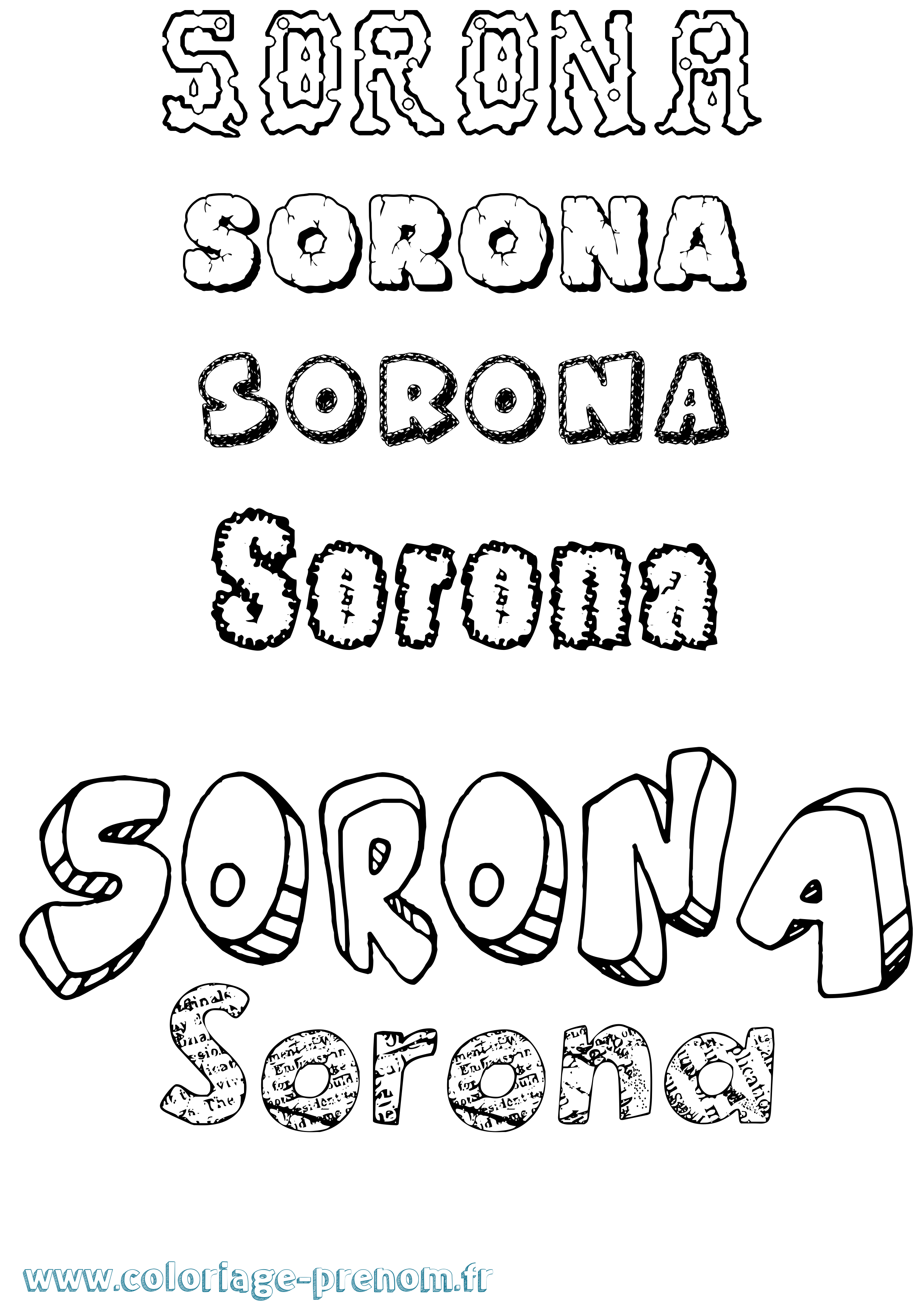Coloriage Sorona Destructuré Coloriage prénom Sorona Destructuré
