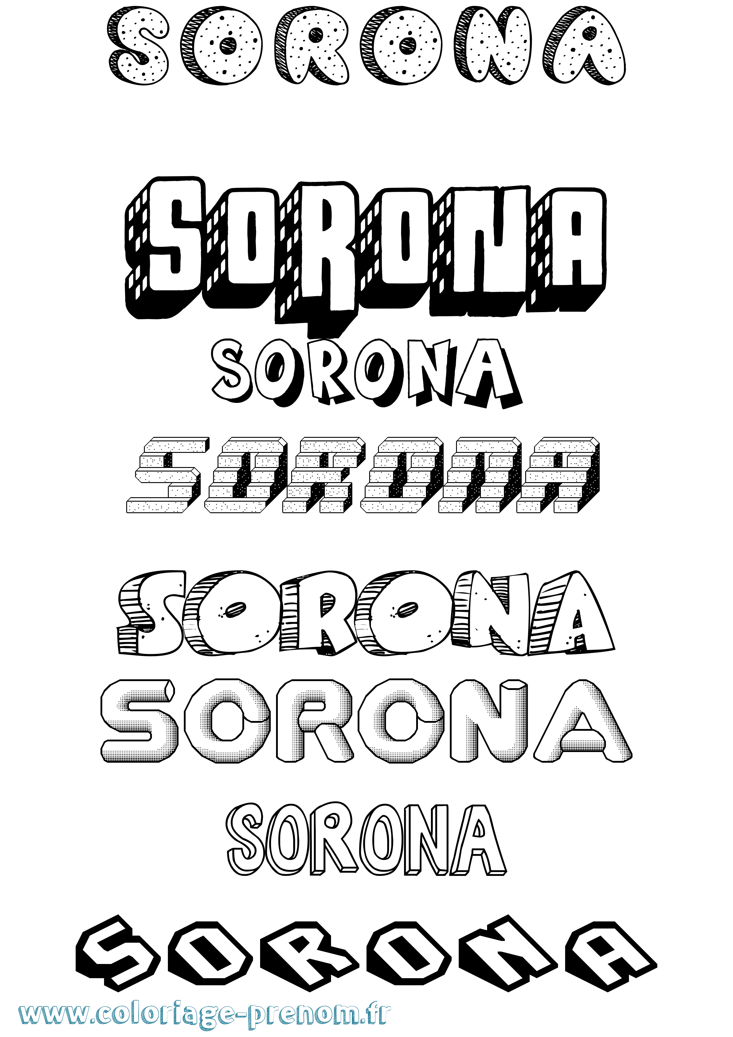 Coloriage Sorona Effet 3D Coloriage prénom Sorona Effet 3D