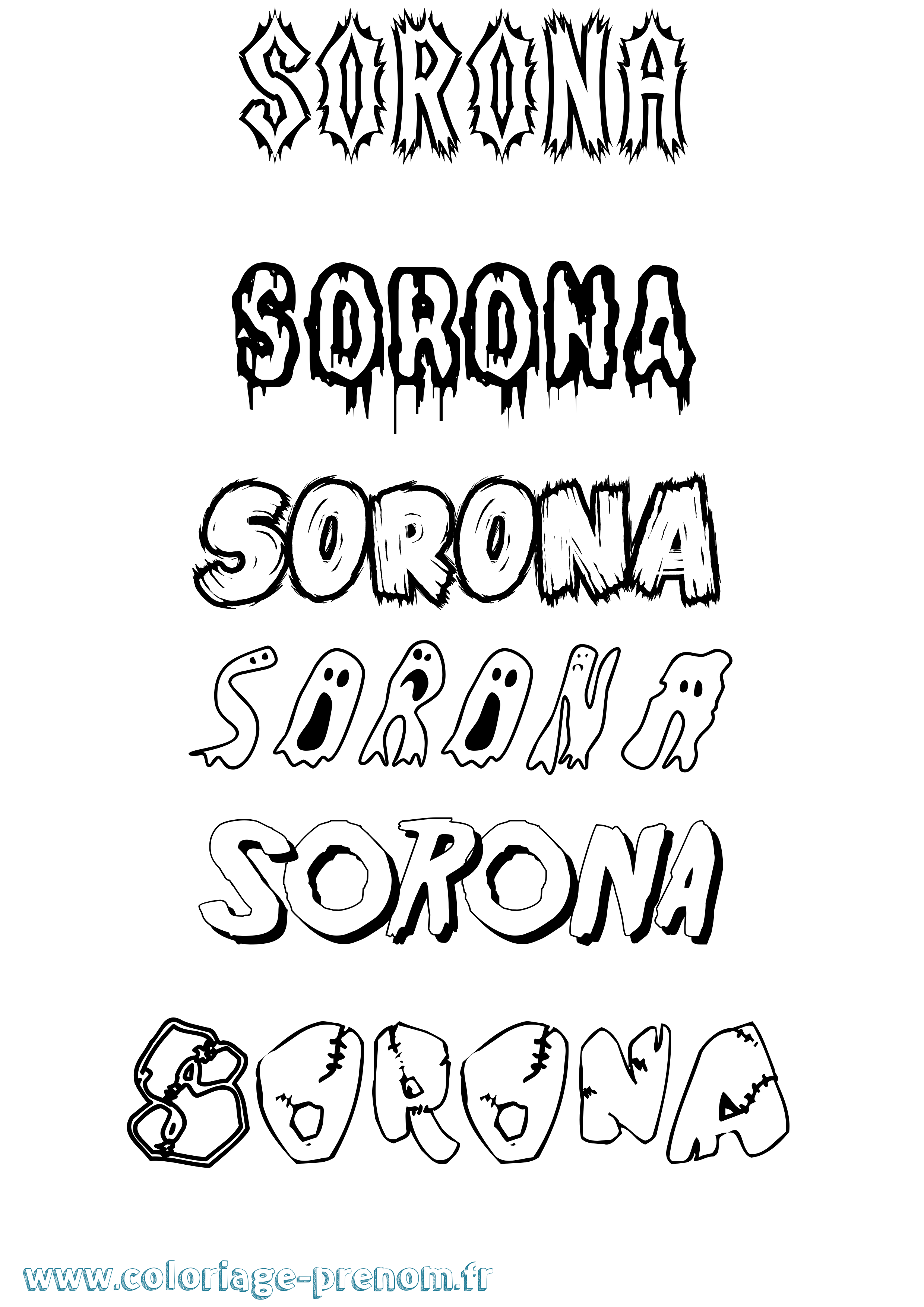 Coloriage Sorona Frisson Coloriage prénom Sorona Frisson