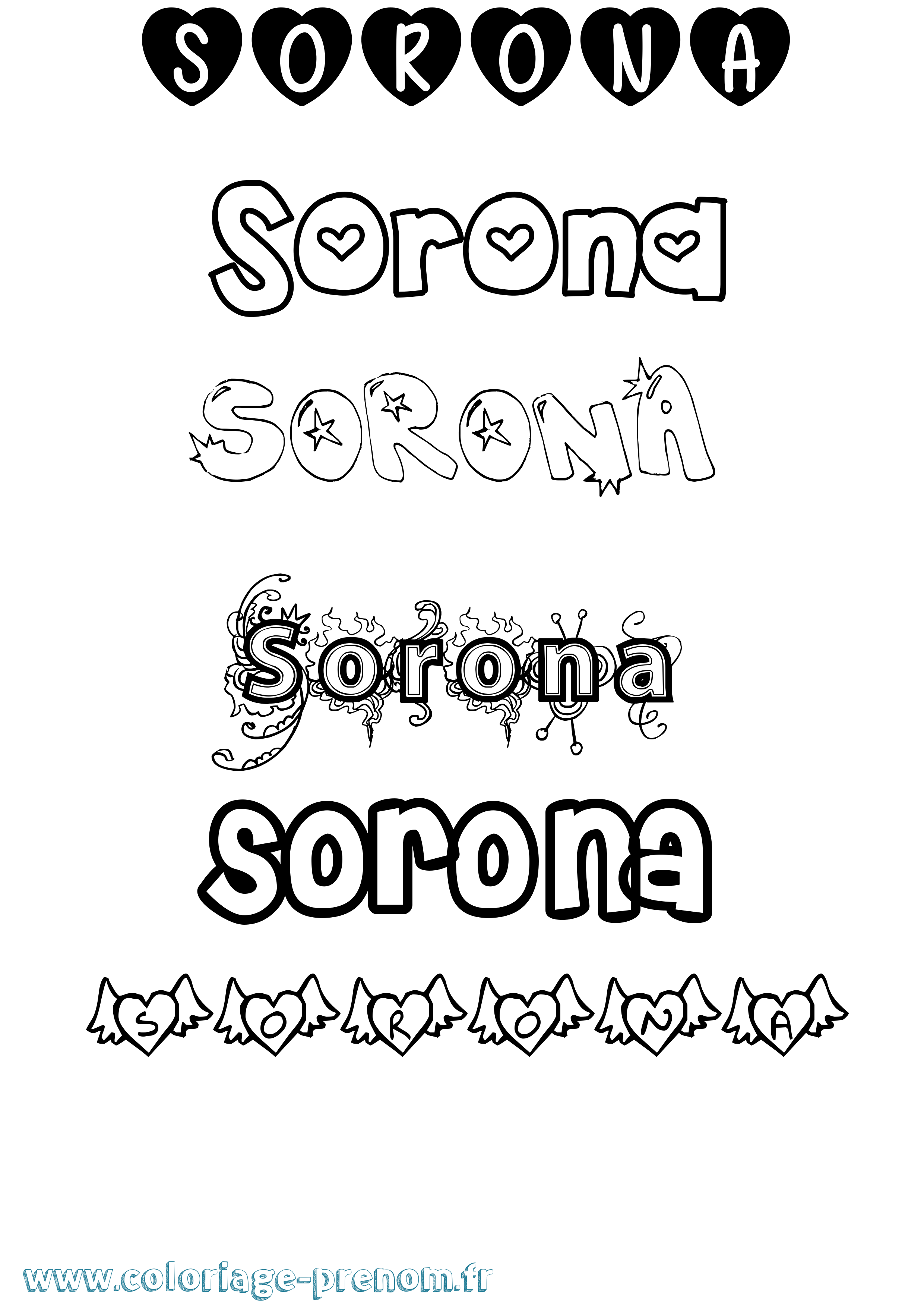 Coloriage Sorona Girly Coloriage prénom Sorona Girly