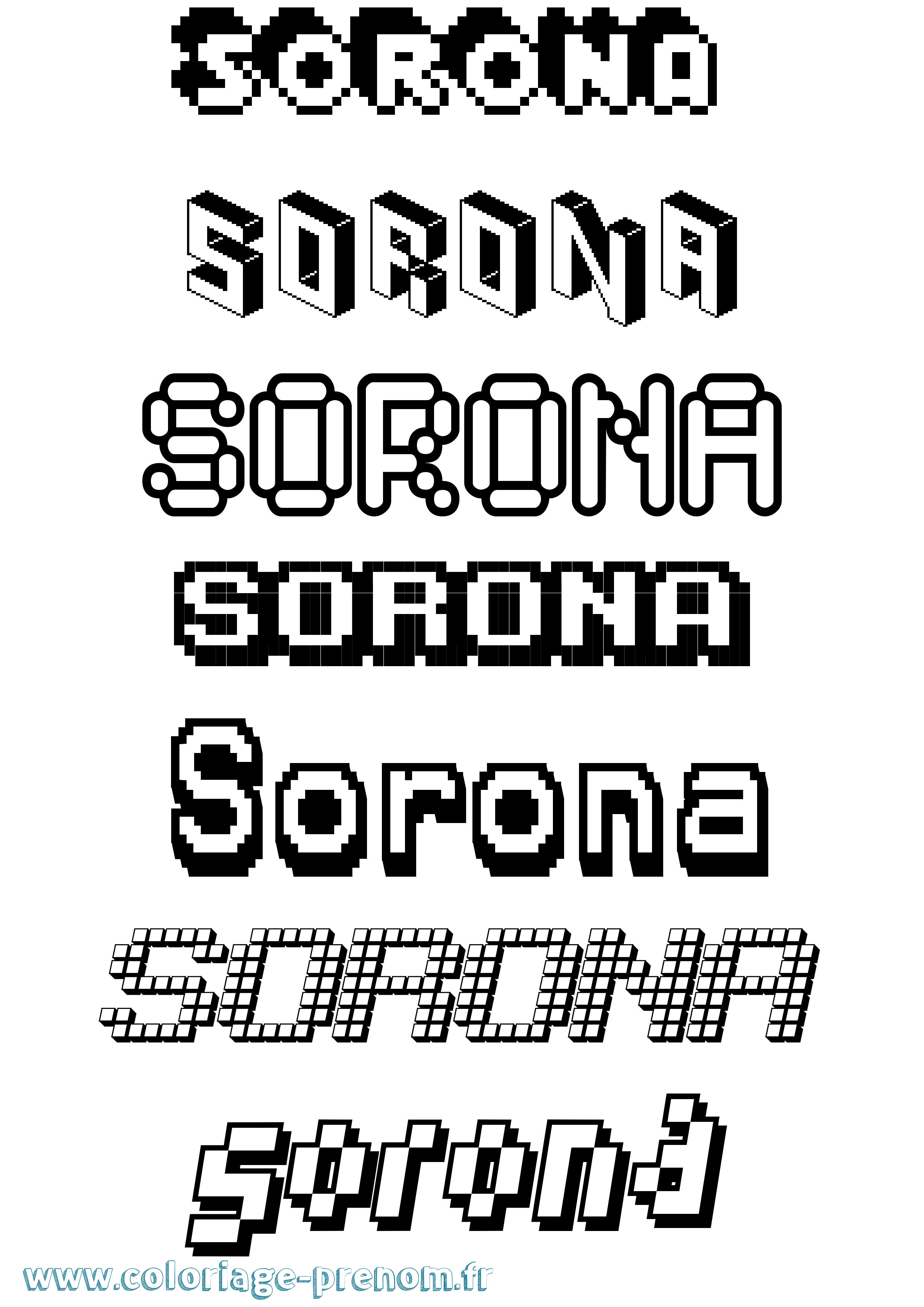 Coloriage Sorona Pixel Coloriage prénom Sorona Pixel