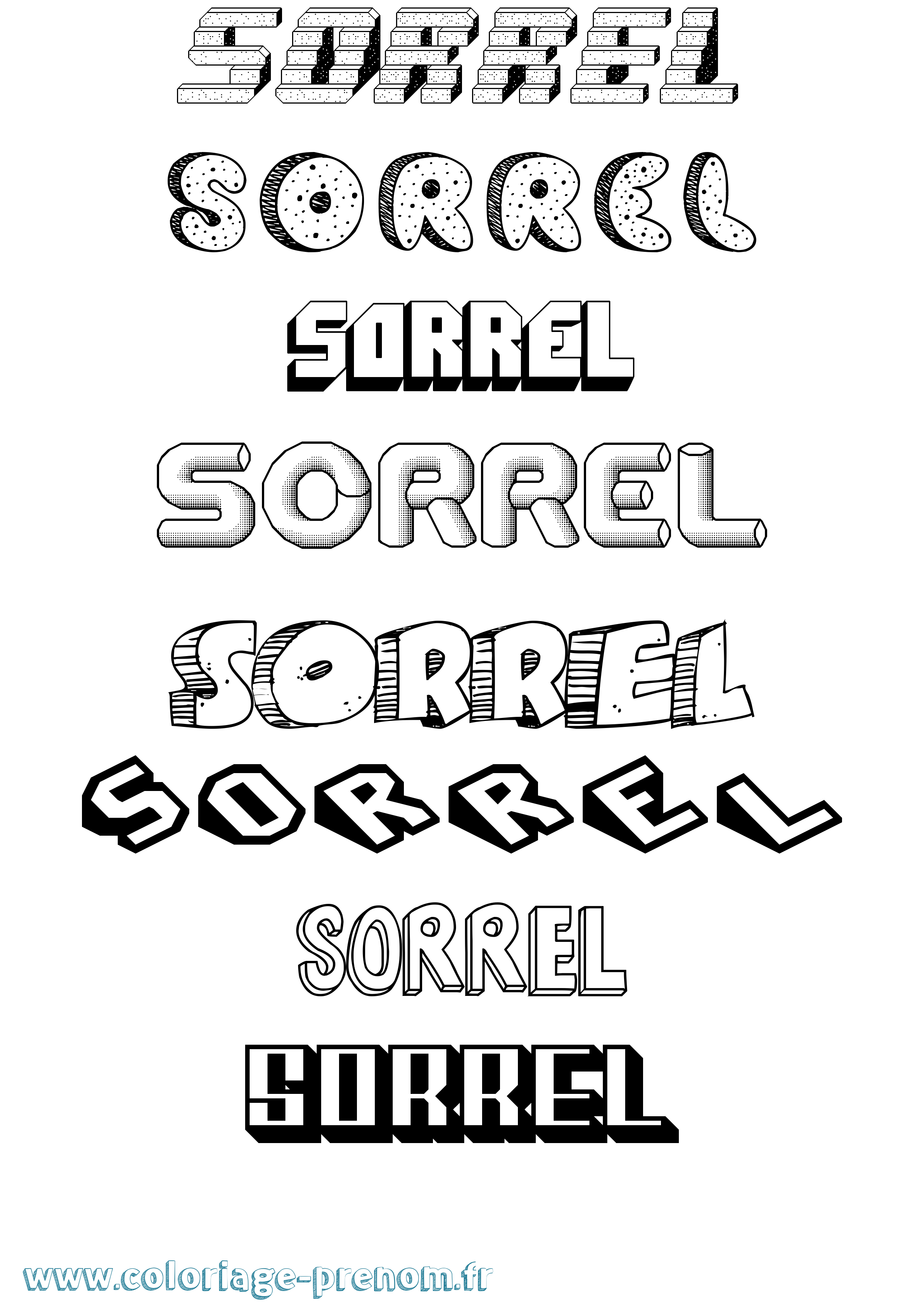 Coloriage Sorrel Effet 3D Coloriage prénom Sorrel Effet 3D