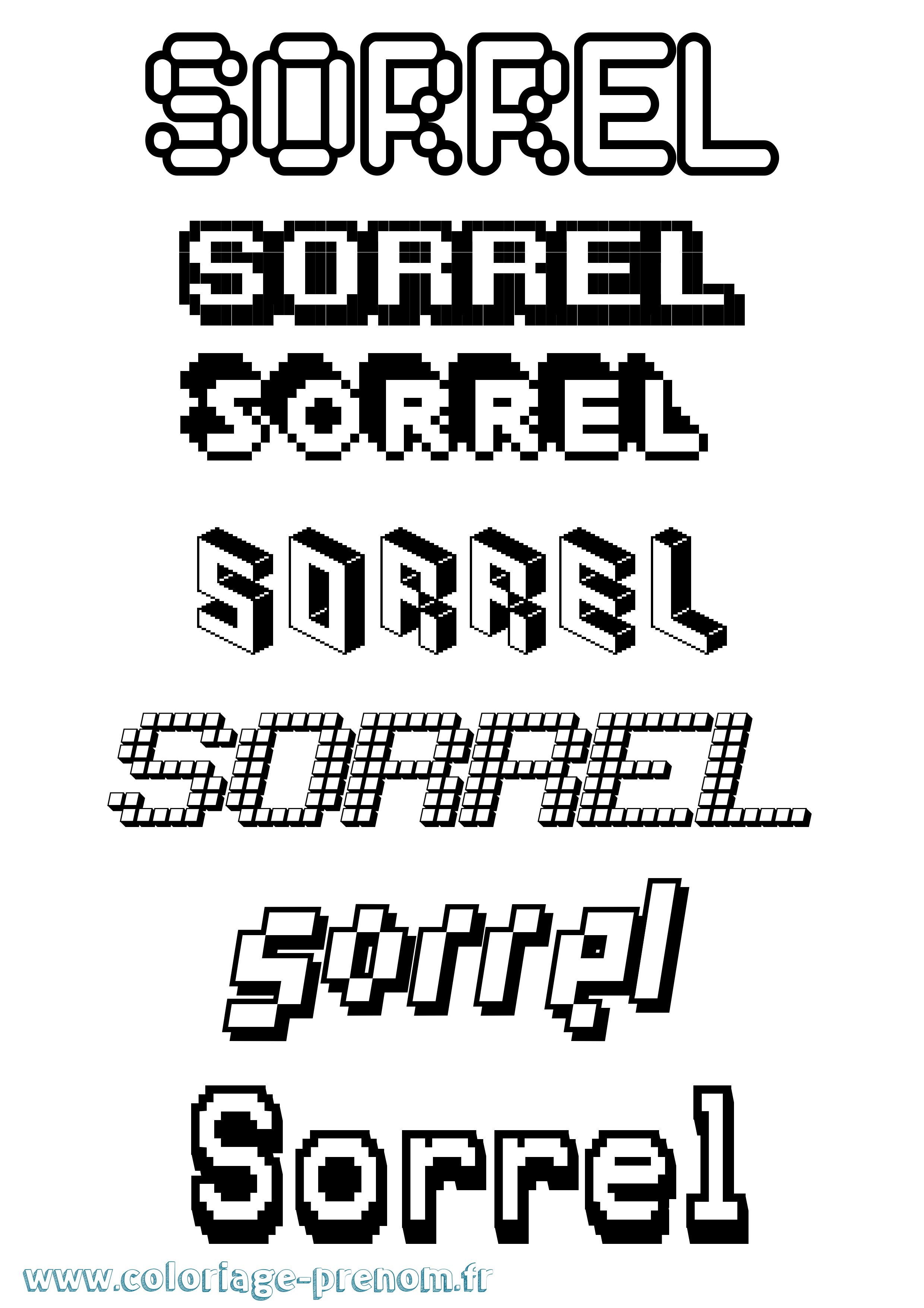Coloriage Sorrel Pixel Coloriage prénom Sorrel Pixel