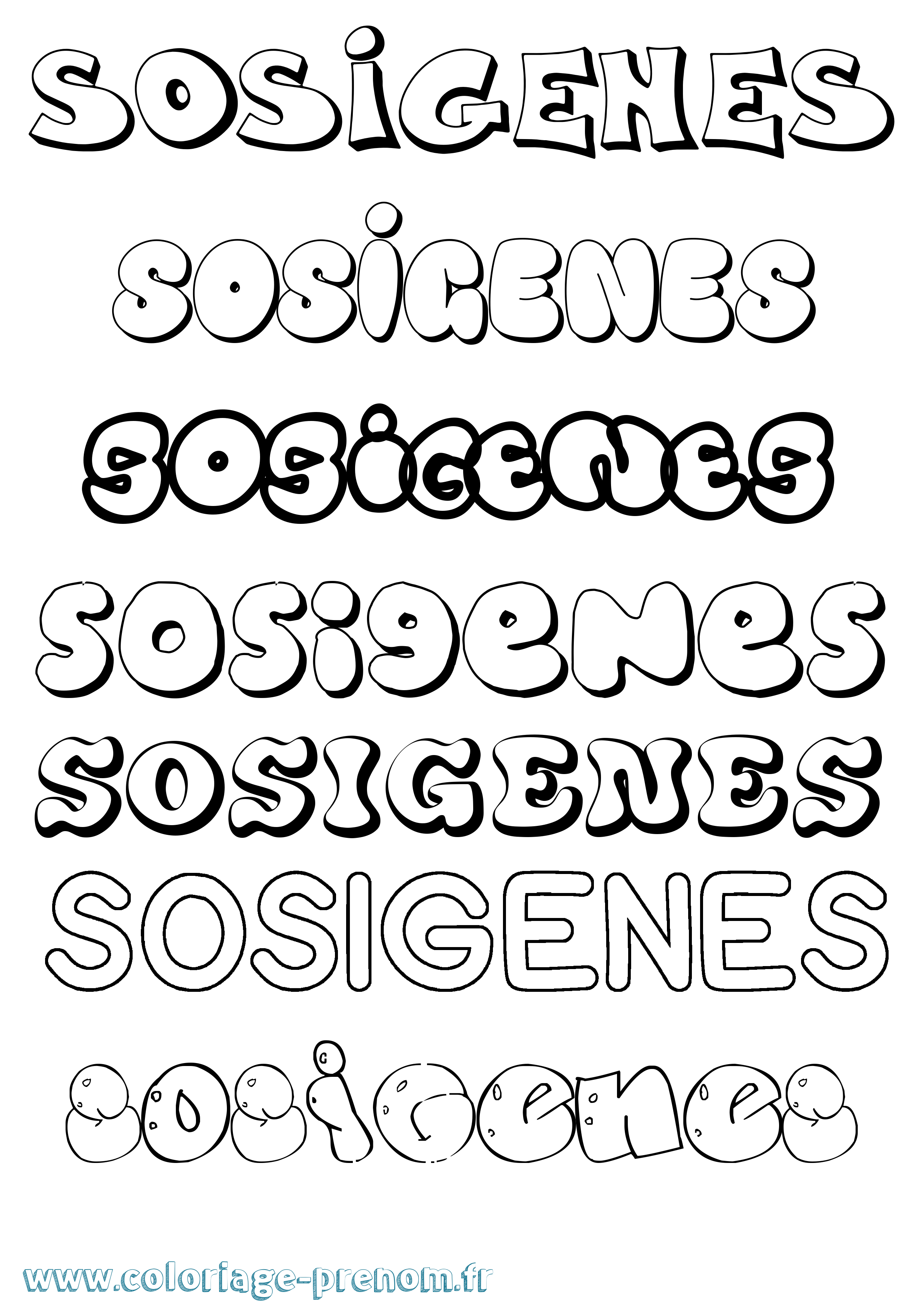 Coloriage Sosigenes Bubble Coloriage prénom Sosigenes Bubble