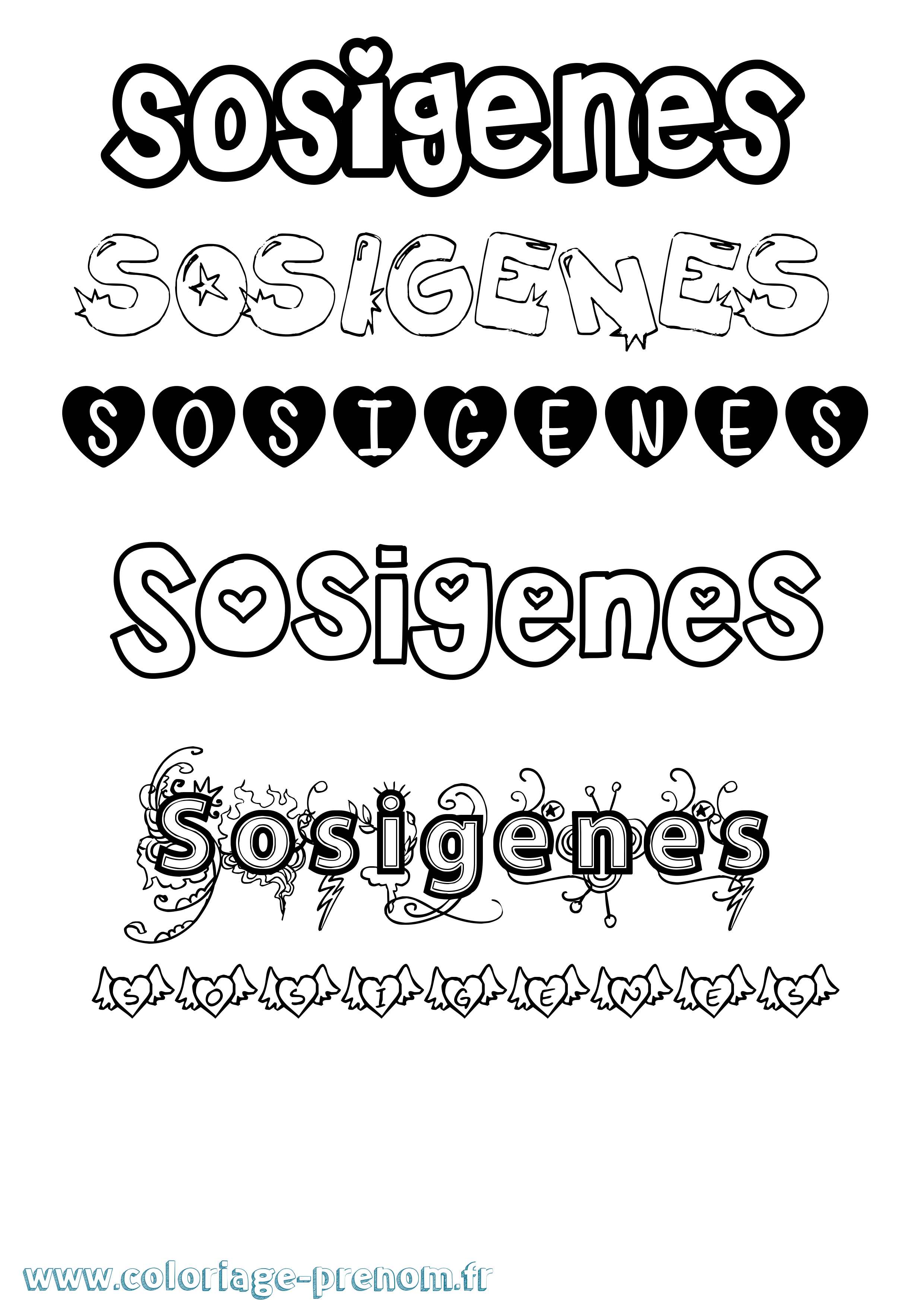 Coloriage Sosigenes Girly Coloriage prénom Sosigenes Girly