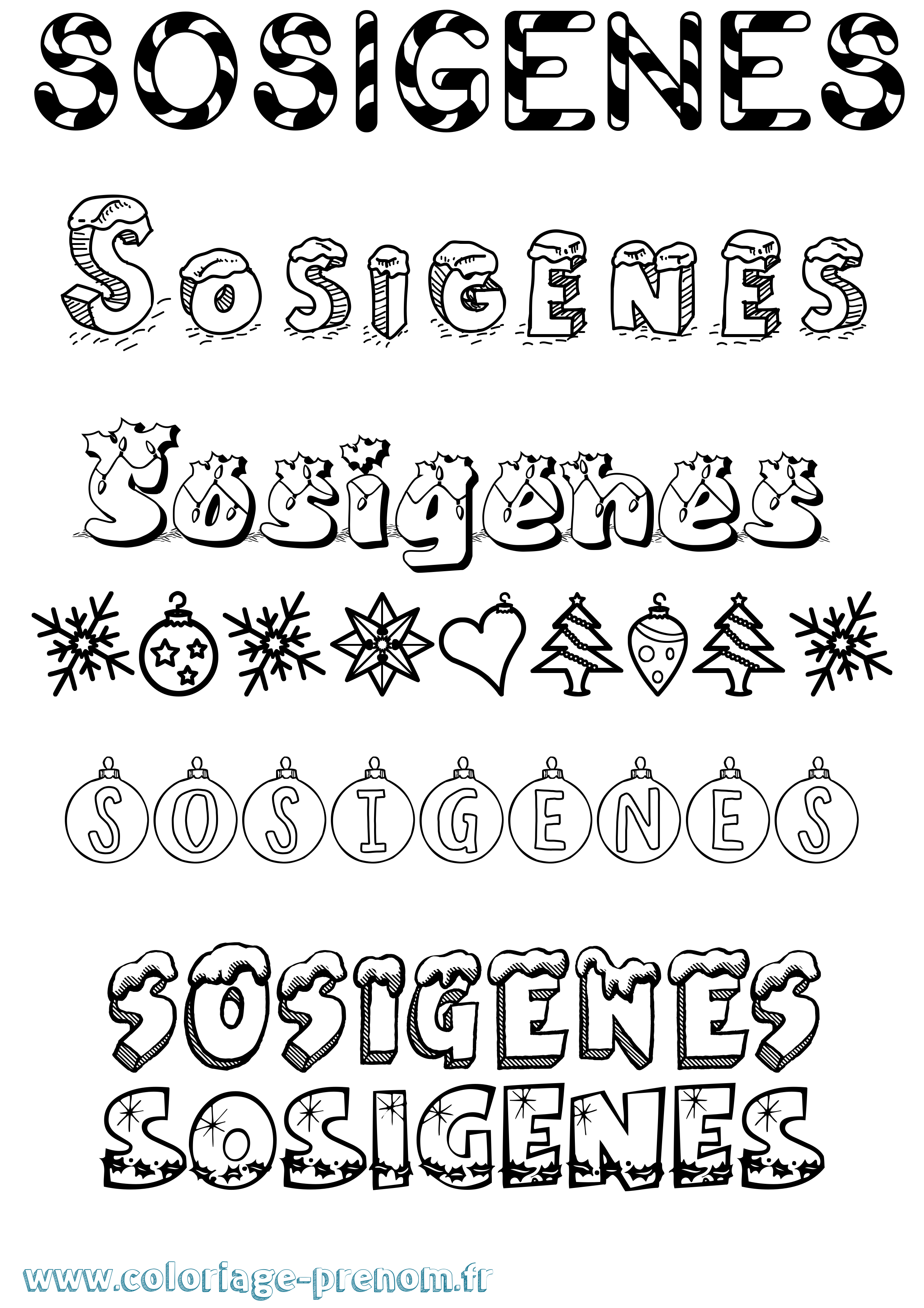 Coloriage Sosigenes Noël Coloriage prénom Sosigenes Noël