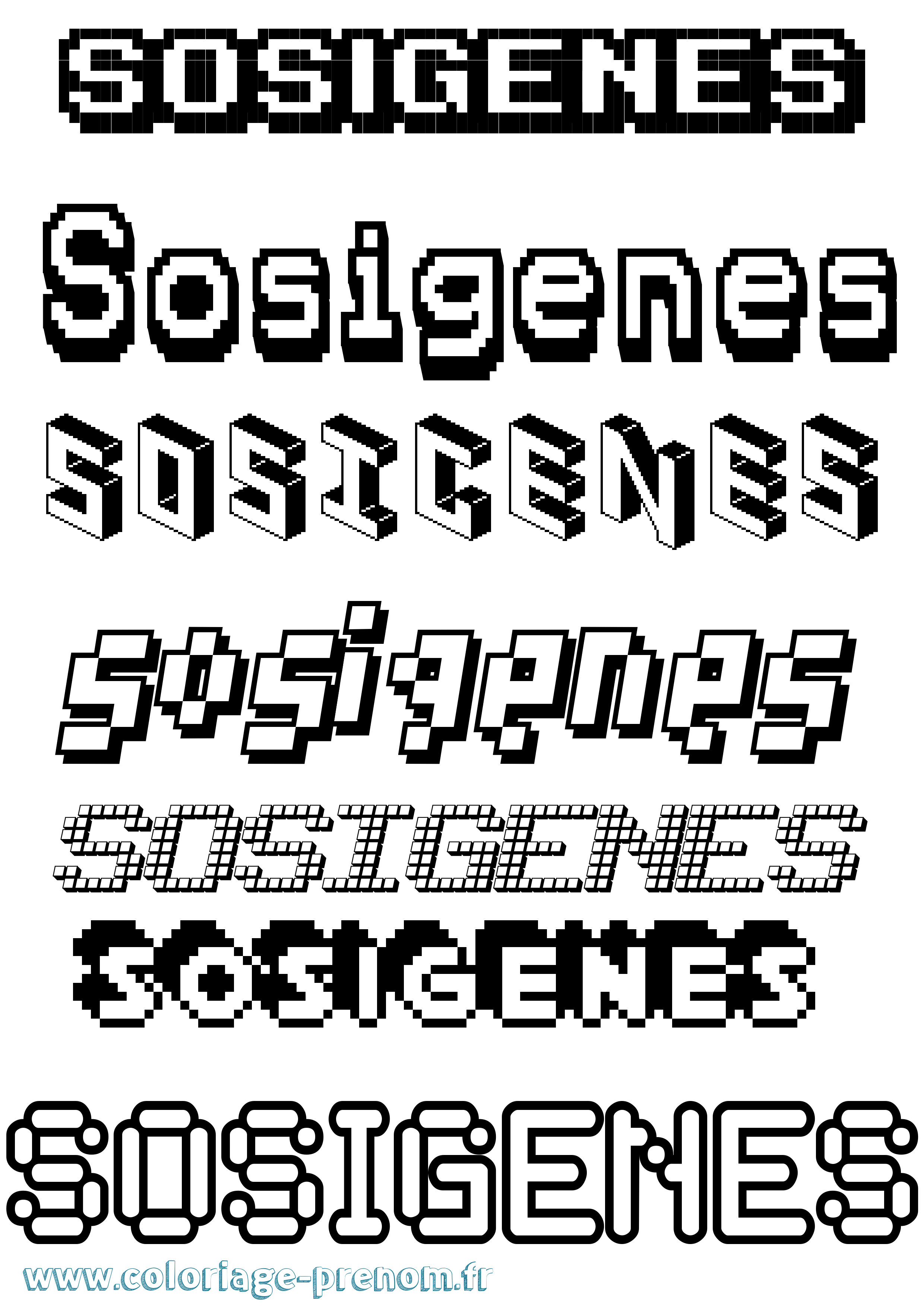 Coloriage Sosigenes Pixel Coloriage prénom Sosigenes Pixel