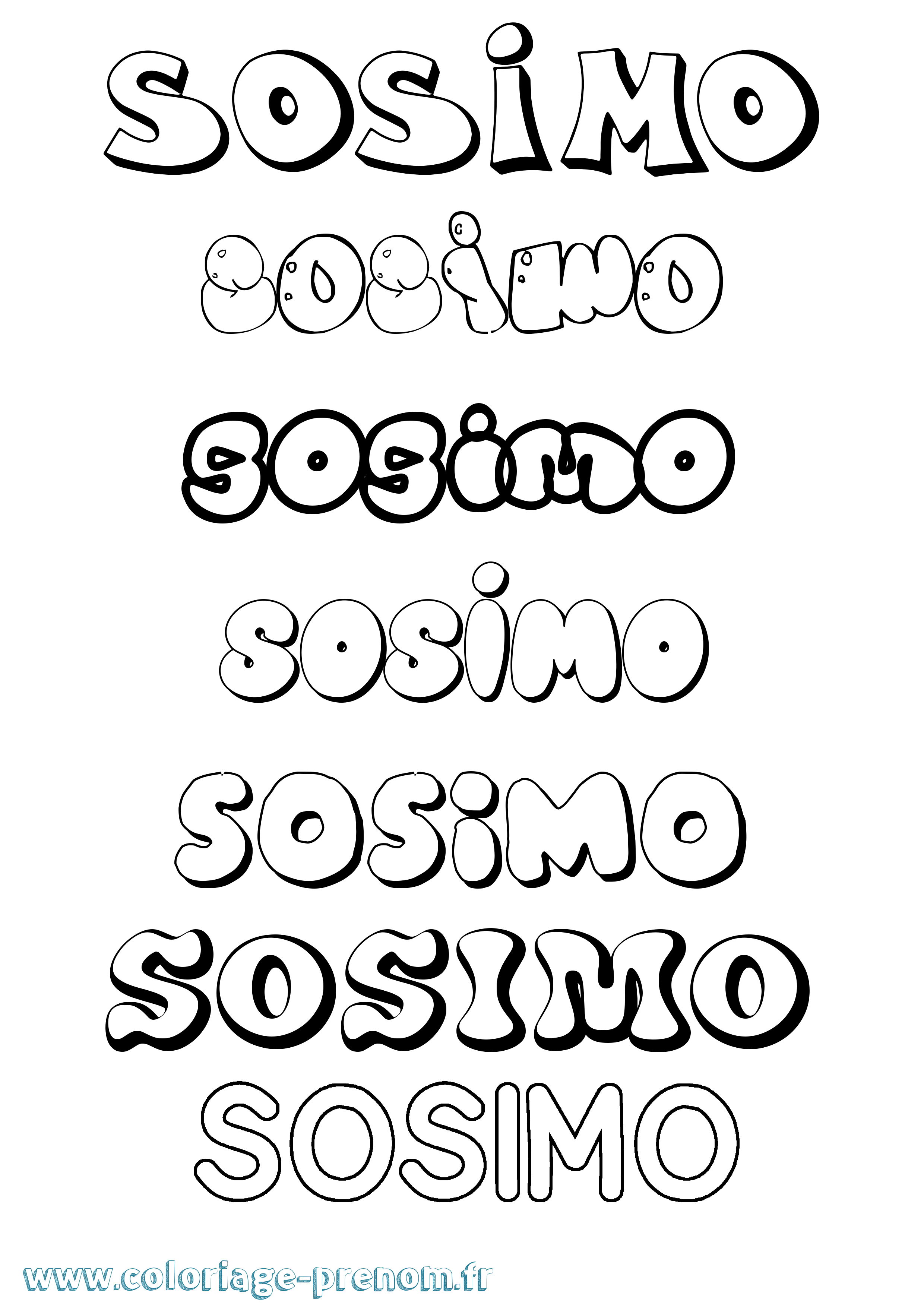 Coloriage Sosimo Bubble Coloriage prénom Sosimo Bubble