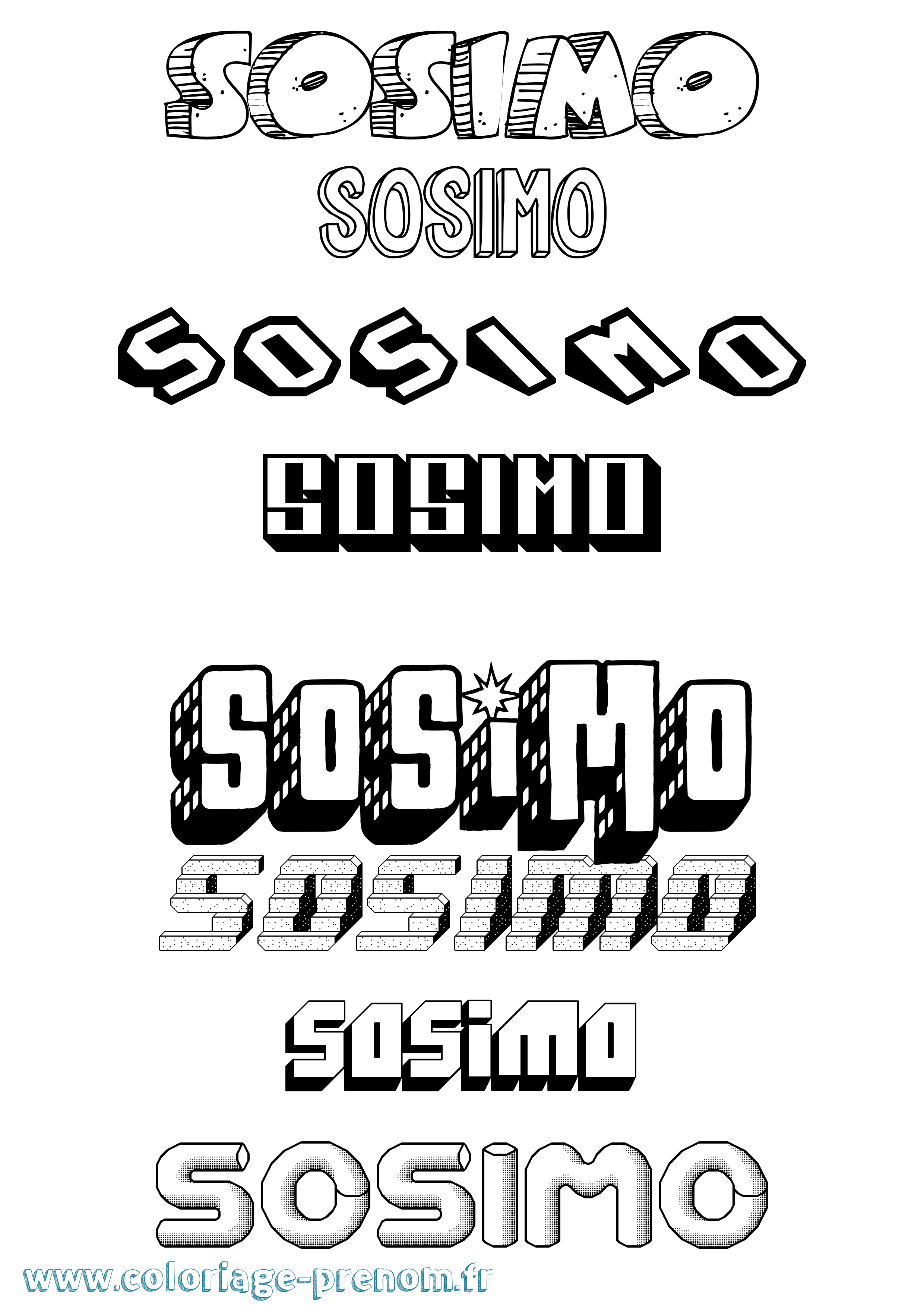 Coloriage Sosimo Effet 3D Coloriage prénom Sosimo Effet 3D
