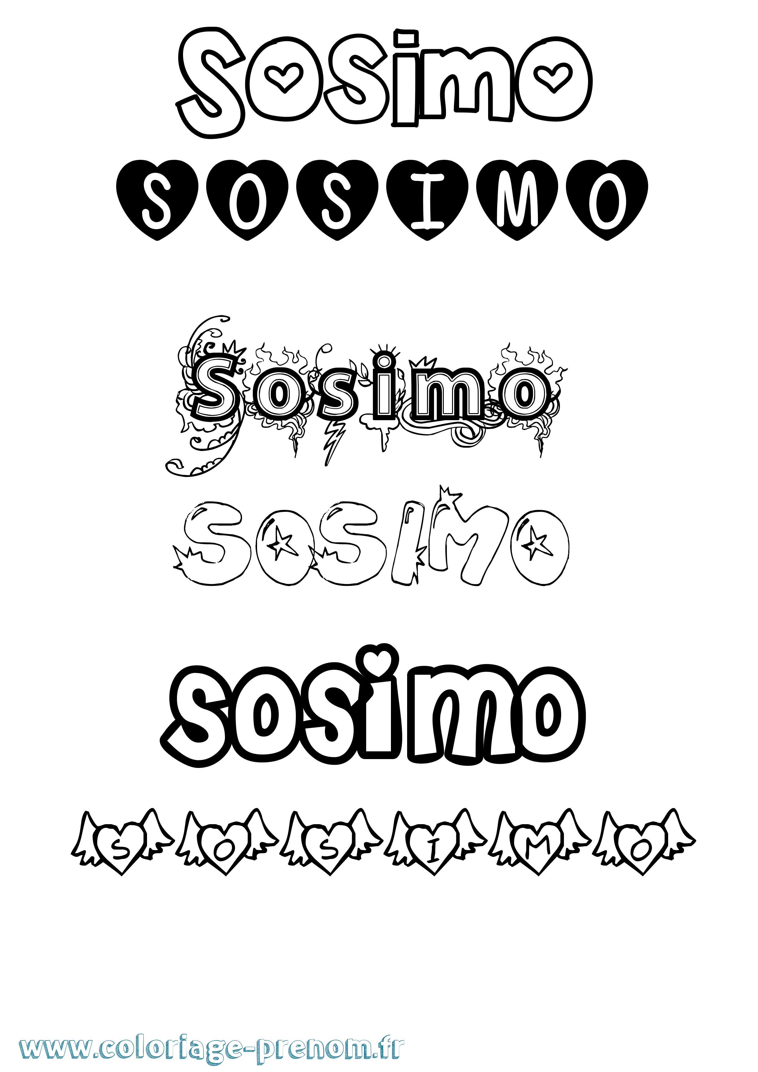 Coloriage Sosimo Girly Coloriage prénom Sosimo Girly