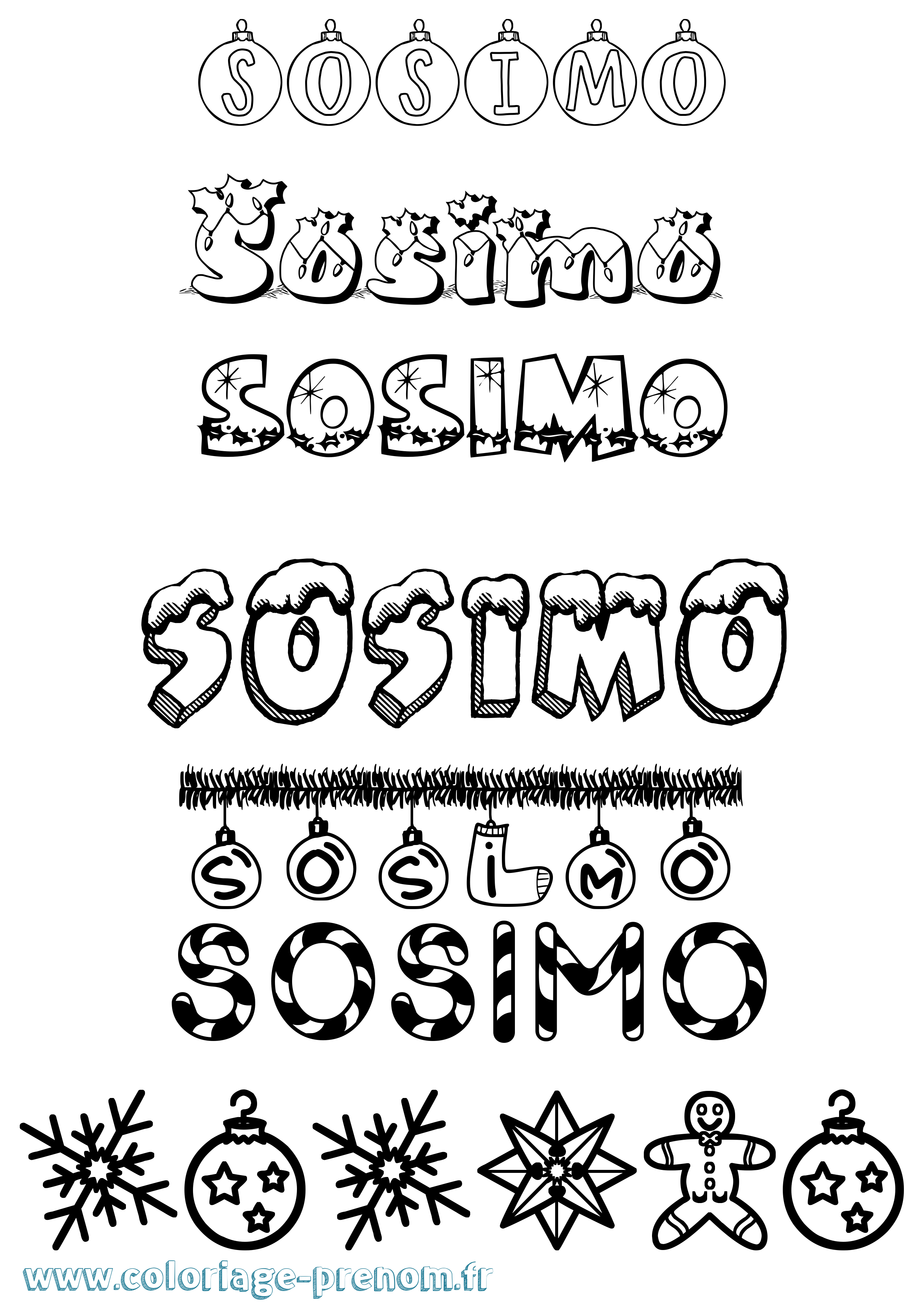 Coloriage Sosimo Noël Coloriage prénom Sosimo Noël